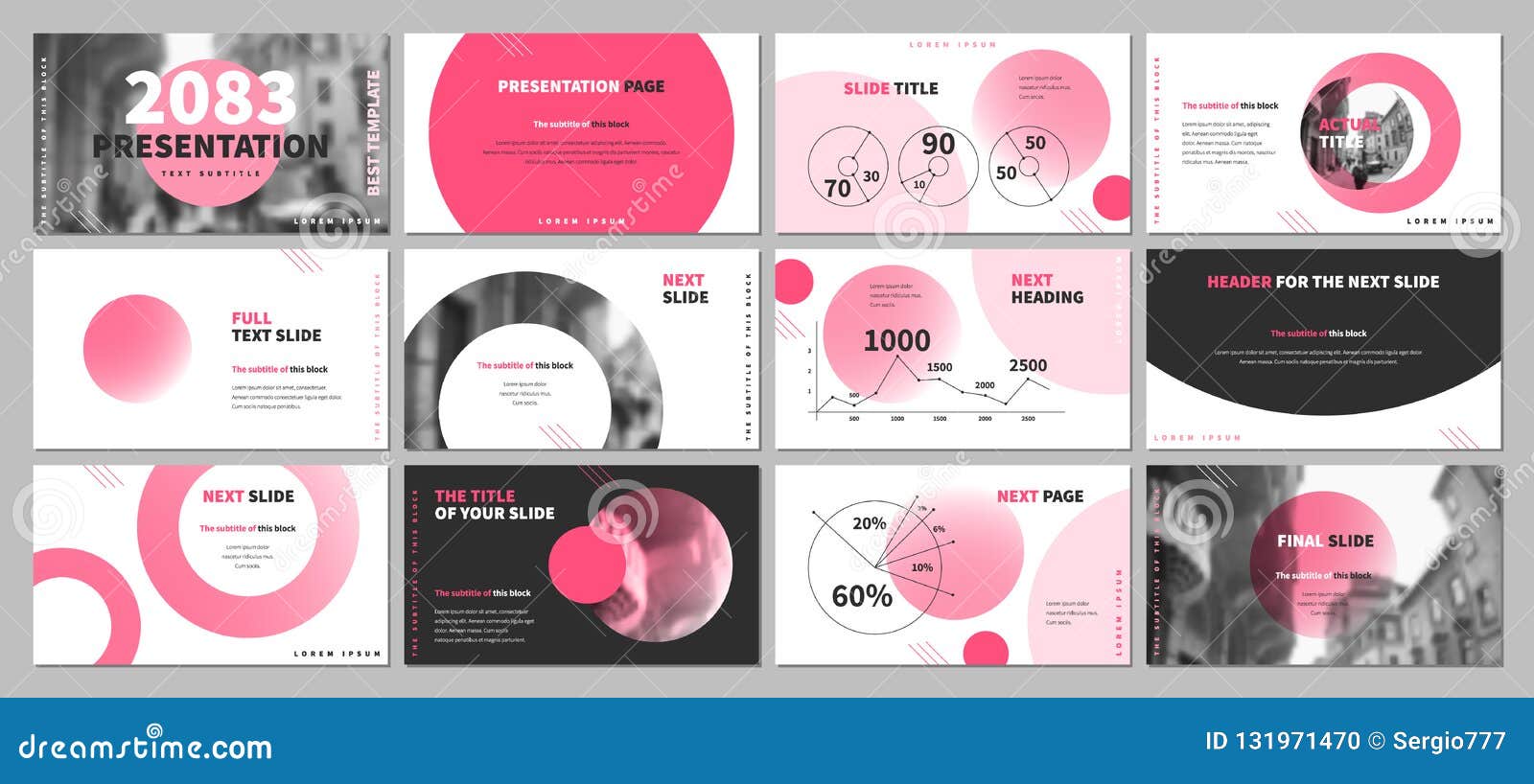 Template for Business Presentations. Pink and Black Elements on a White ...