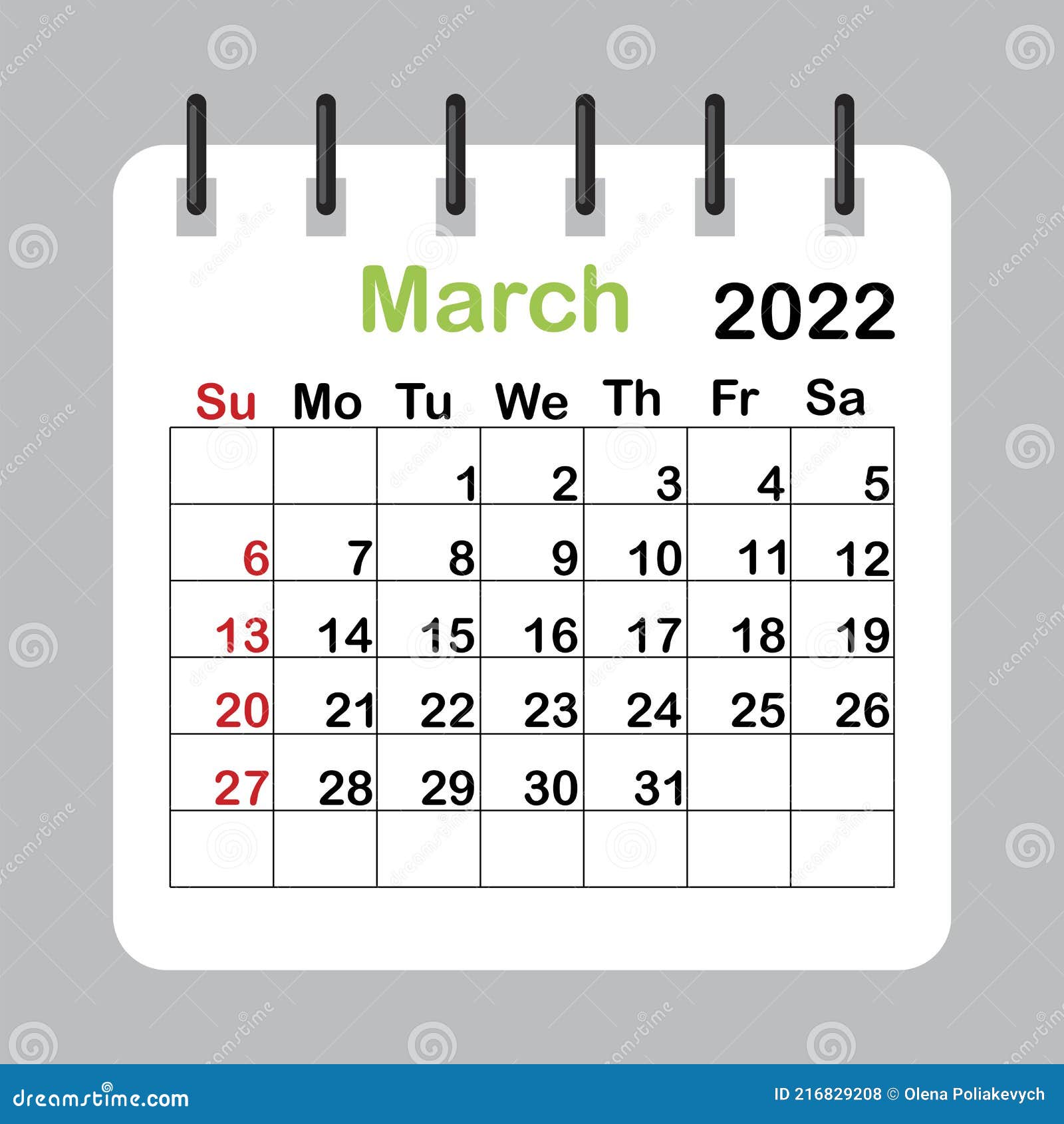 Template calendar 2022