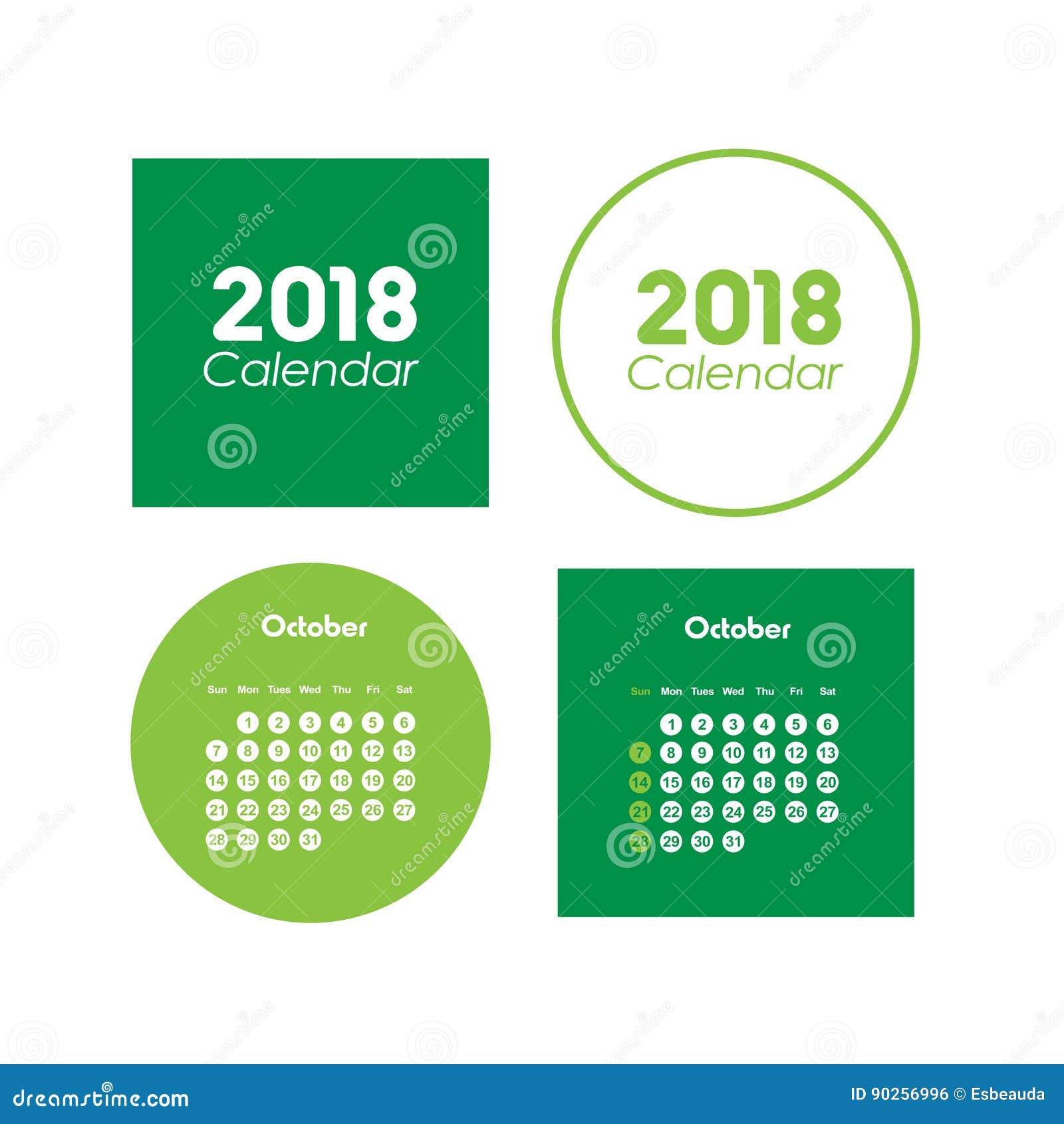 template-of-calendar-for-october-2018-stock-vector-illustration-of