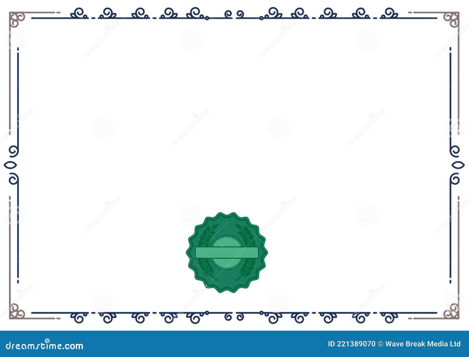 template of certificate with decorative wreath and frame pattern with copy space