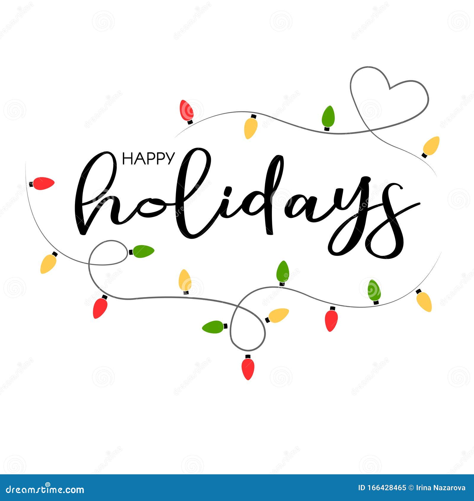 Happy Holidays. Christmas Lights. Isolated. Stock Vector - Illustration