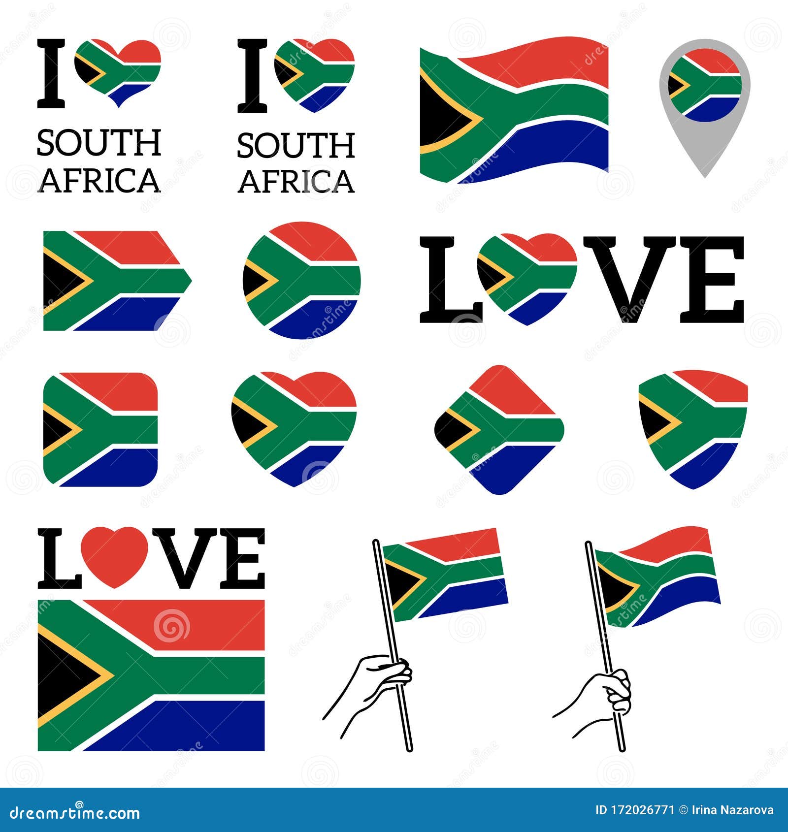 Flag of South Africa . Set of Vector Flags Stock Vector Illustration