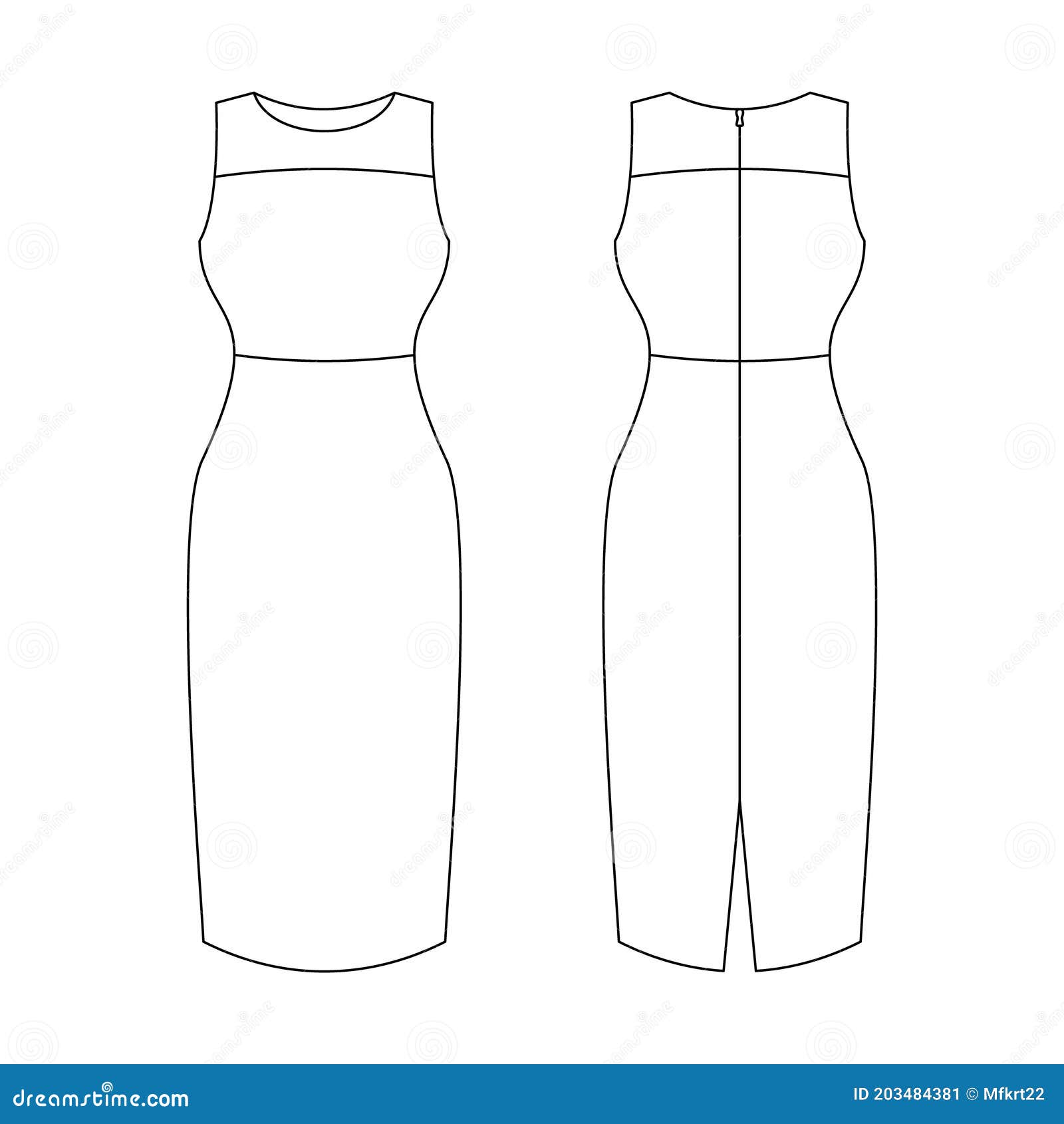 Template Dress Women Illustration Outline Template Clothing Stock ...