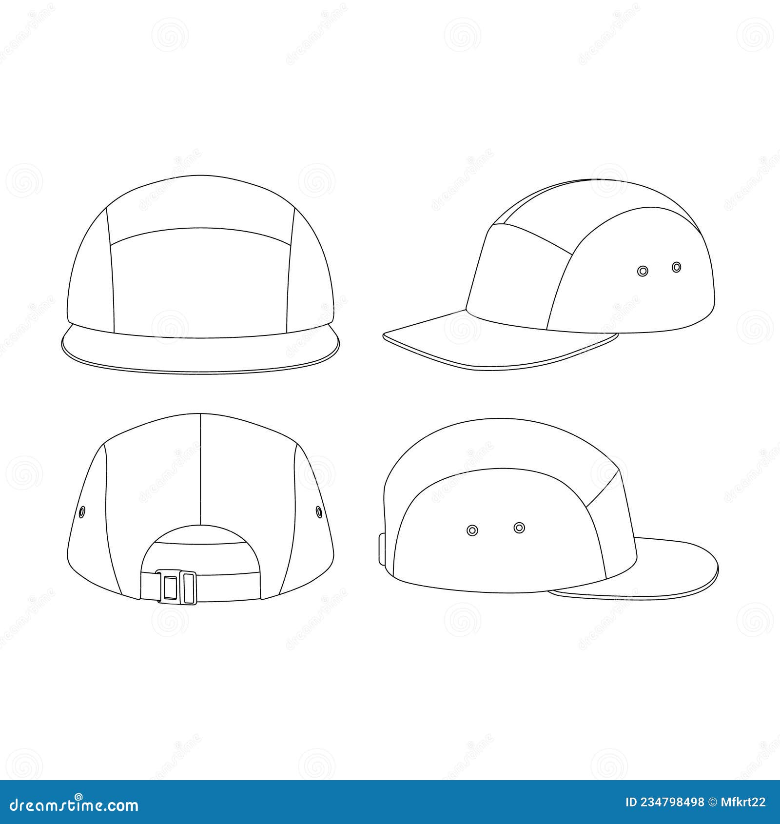 Template Five Panel Hat Vector Outline Stock Vector Illustration of
