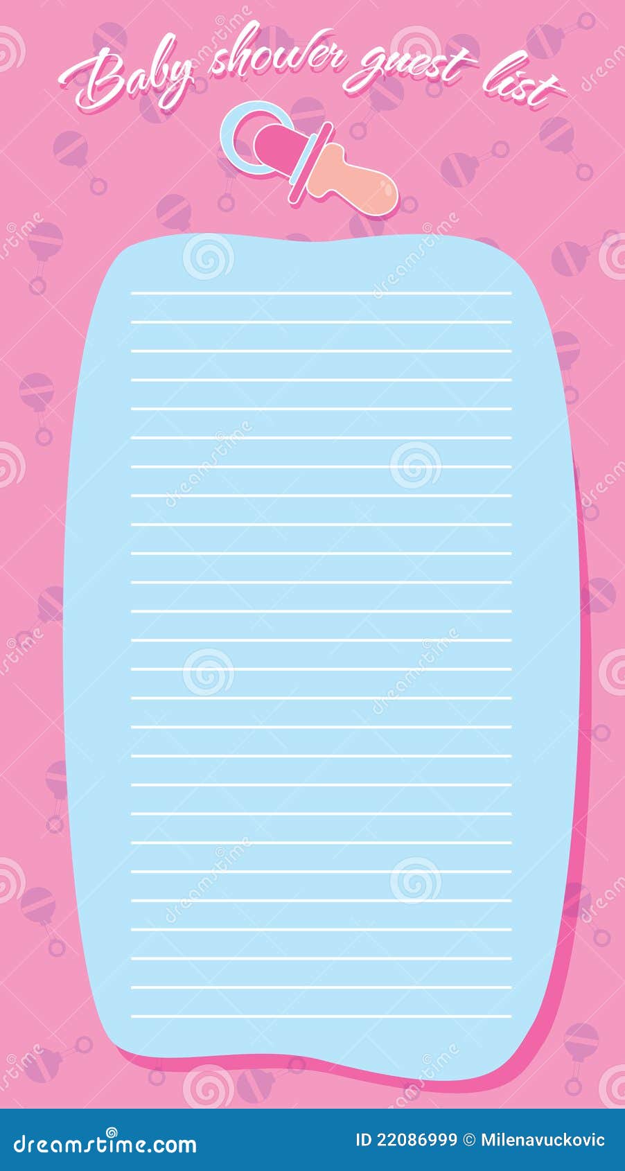 Baby Shower Guest List Template from thumbs.dreamstime.com