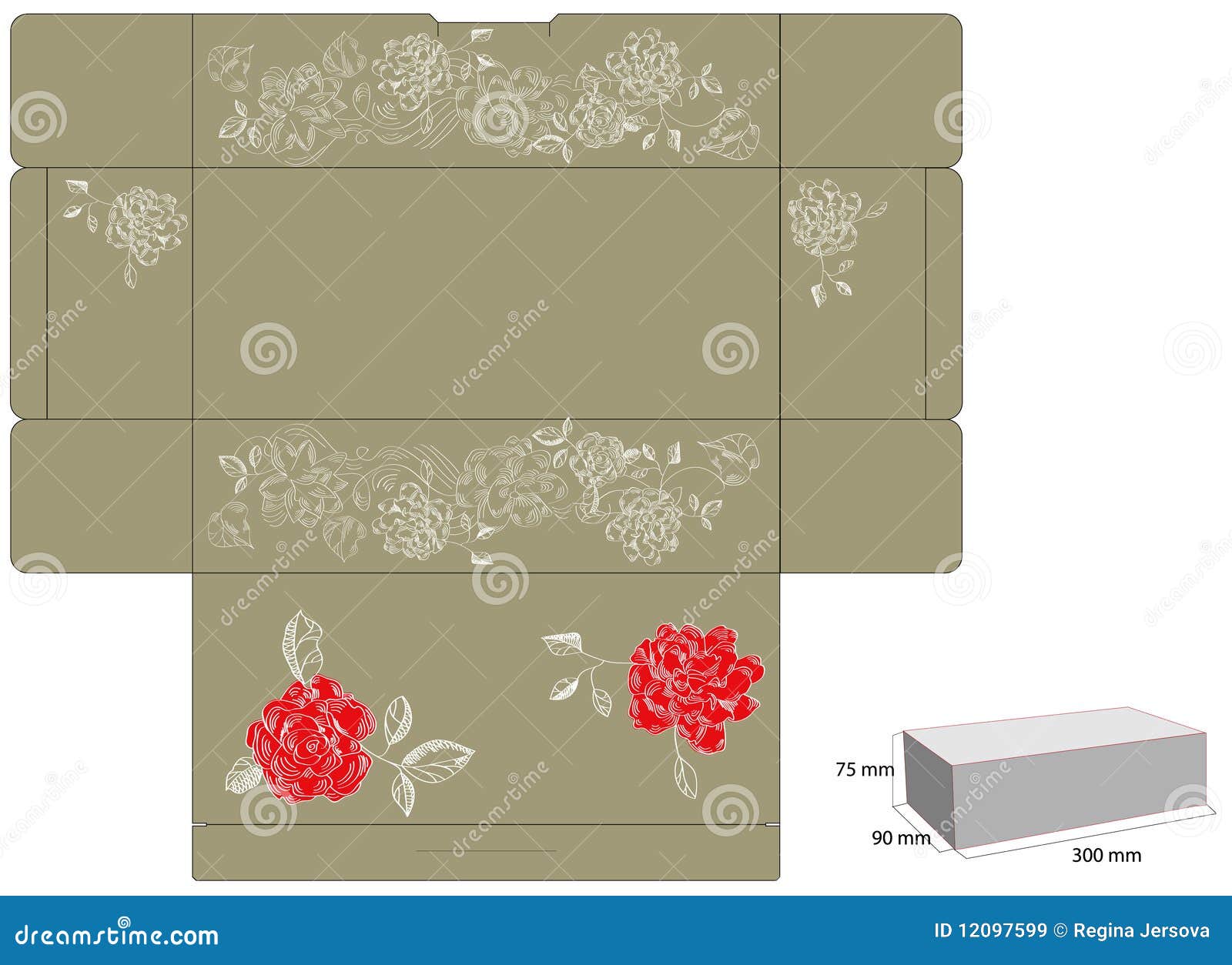 Template for Gift Box with Die Cut. Stock Vector Illustration of love
