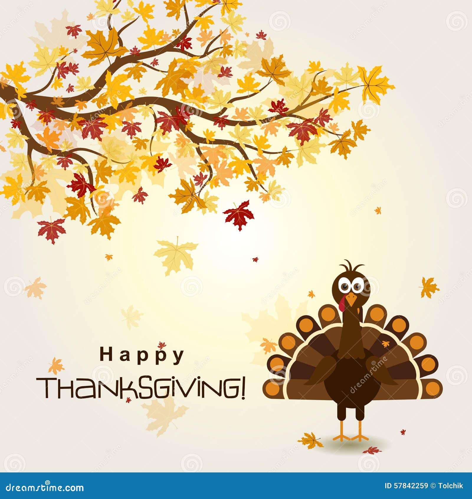 Template Greeting Card With A Happy Thanksgiving Turkey Vector Stock Vector Illustration Of Leaf Celebration 57842259
