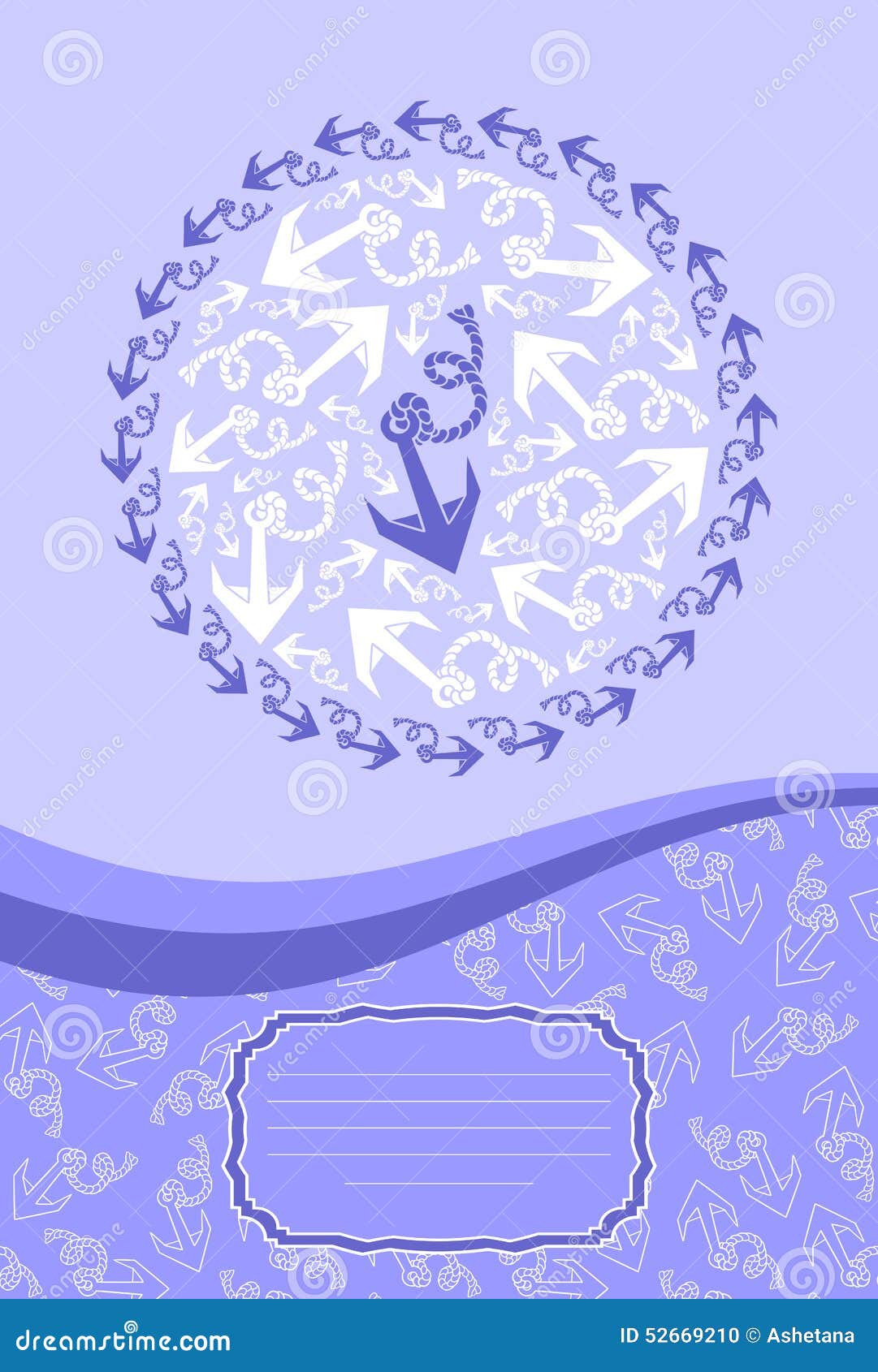 Template For Greeting Cards, Flyers Or Business Cards With Anchors. Stock Vector Illustration