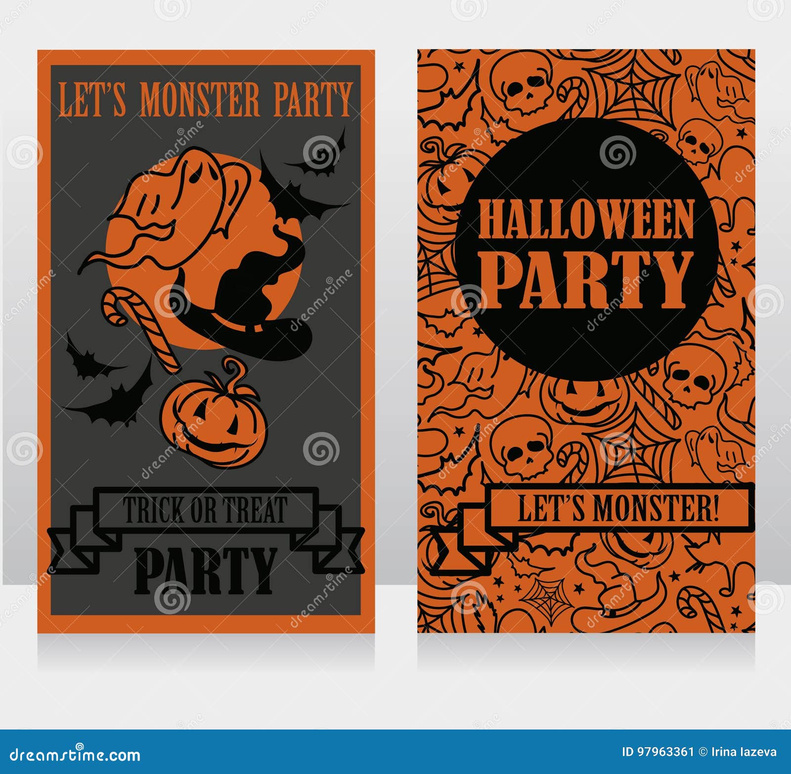 Template for Halloween Party Invitations with Cartton Traditional ...