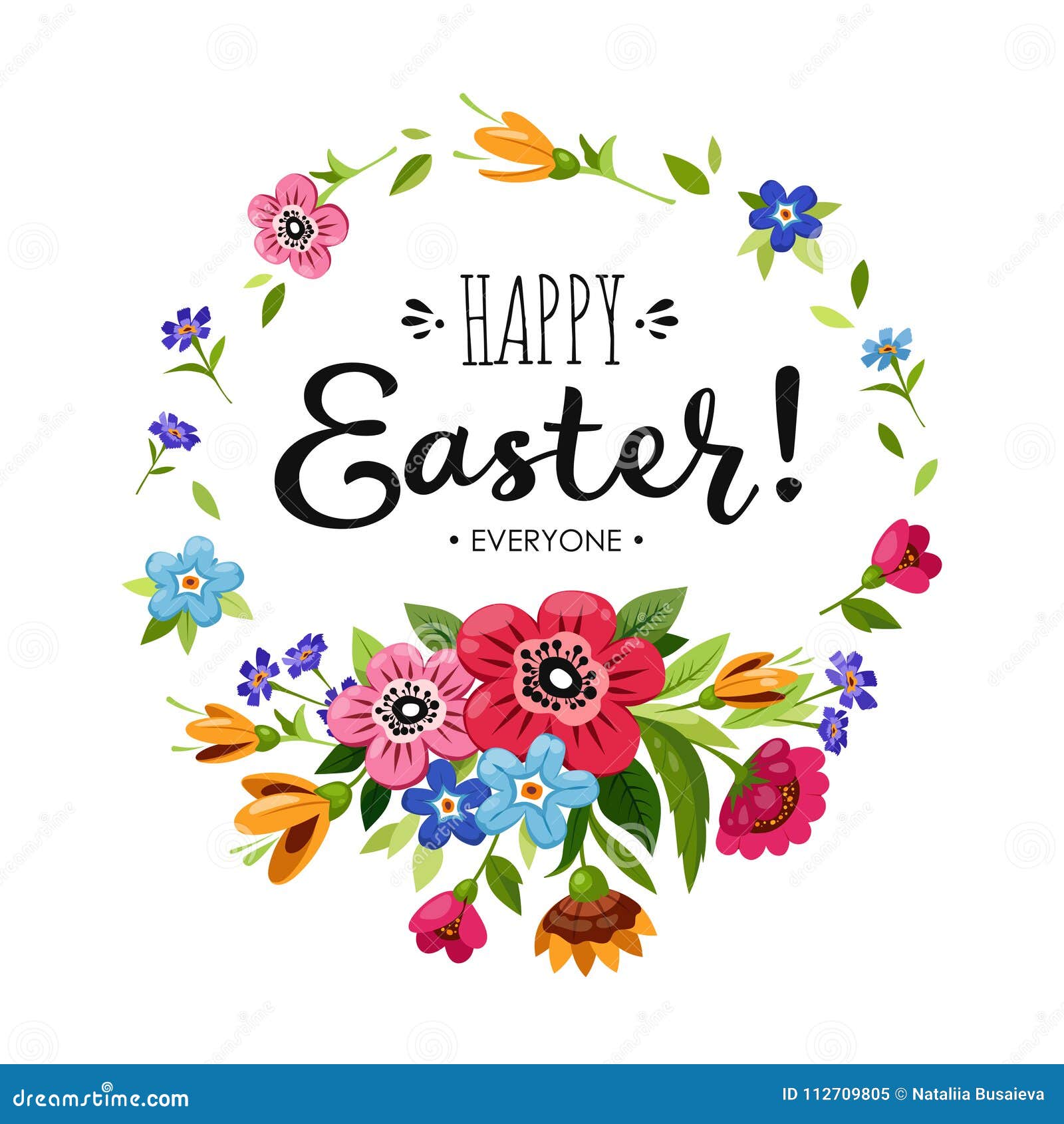 Template of Happy Easter Card. Lettering Happy Easter Everyone in ...