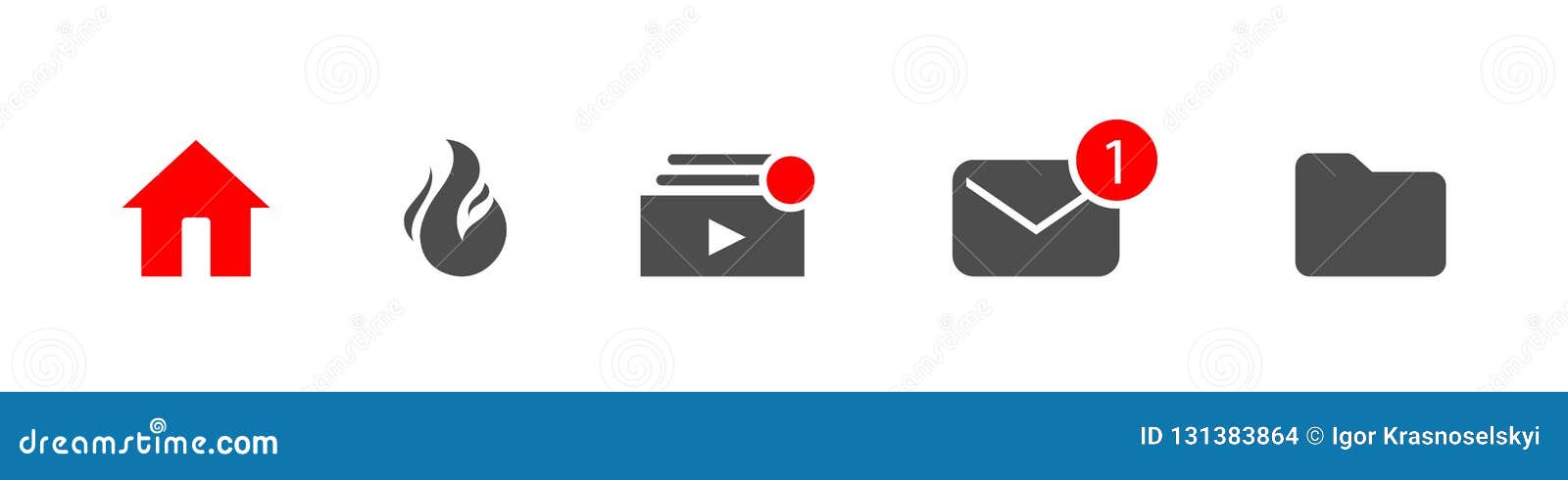template icons for your . incoming, library, subscriptions, trending, home