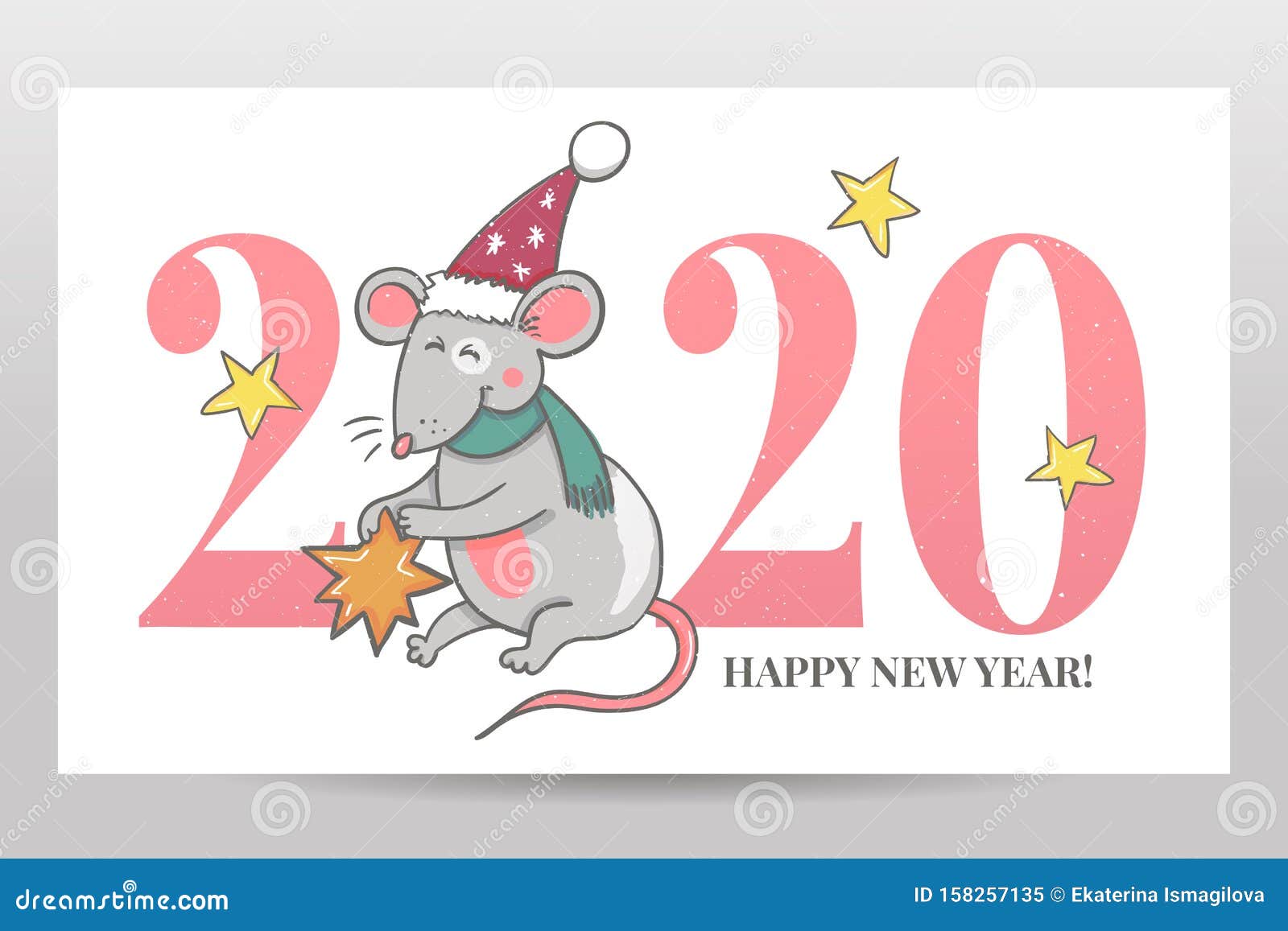 Template Image Happy New Year Party with Rat, White Background New ...