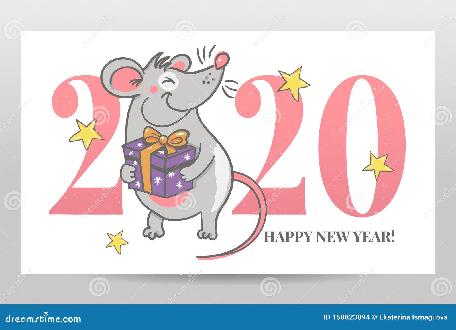 Template Image Happy New Year Party with Rat, White Background New ...