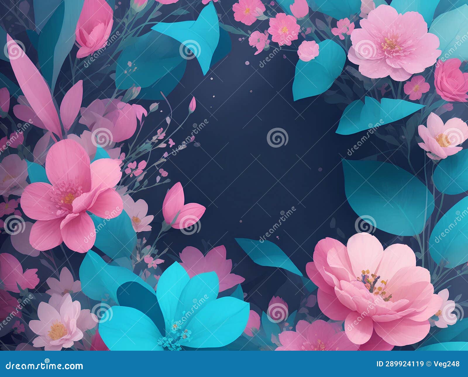 Template for Invatation with Flowers and Leaves AI Stock Illustration Template for Invatation with Flowers and Leaves AI Stock Illustration