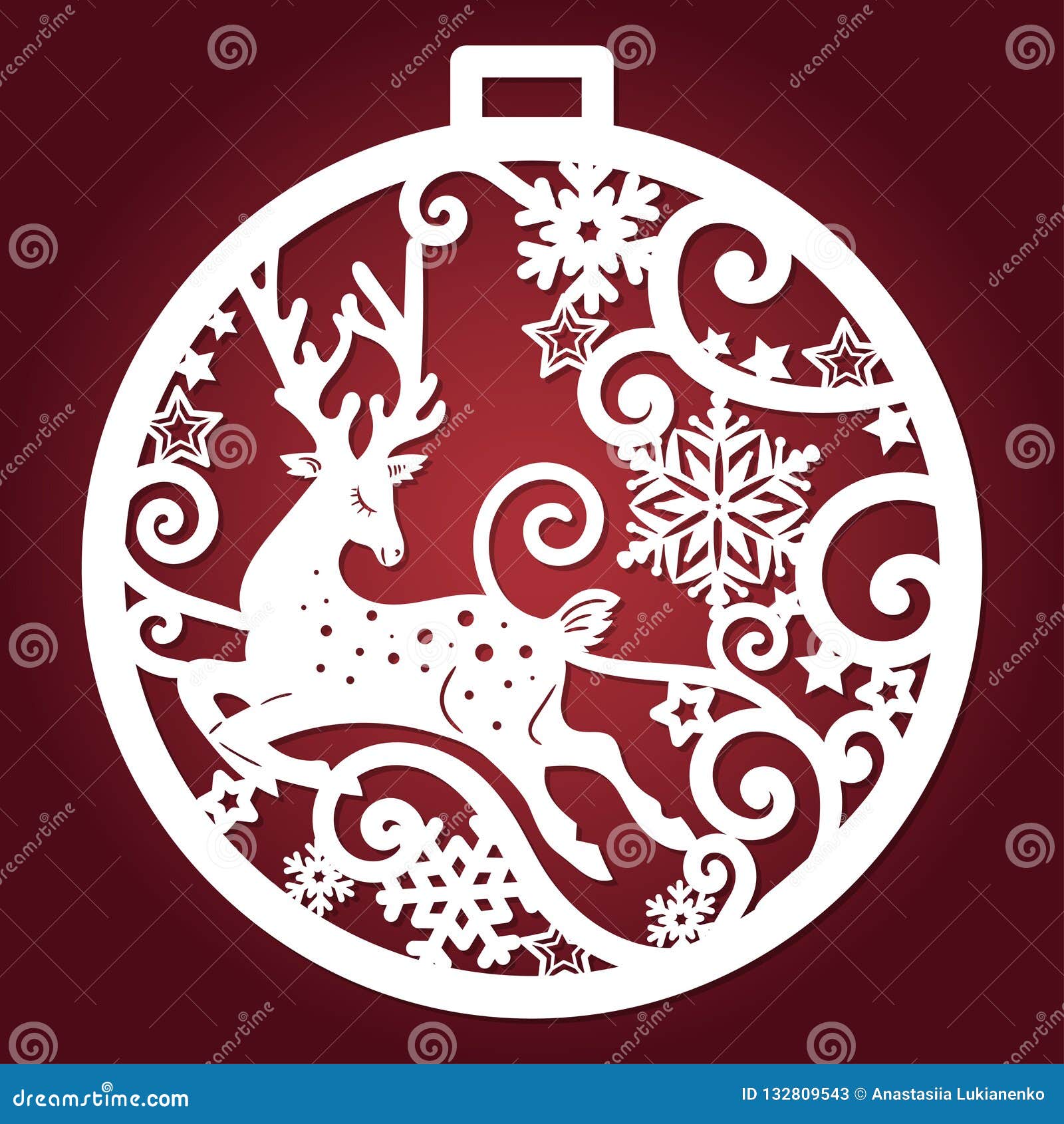 Template For Laser Cutting Christmas Ball Vector Stock Vector Illustration Of Deer Celebration 132809543