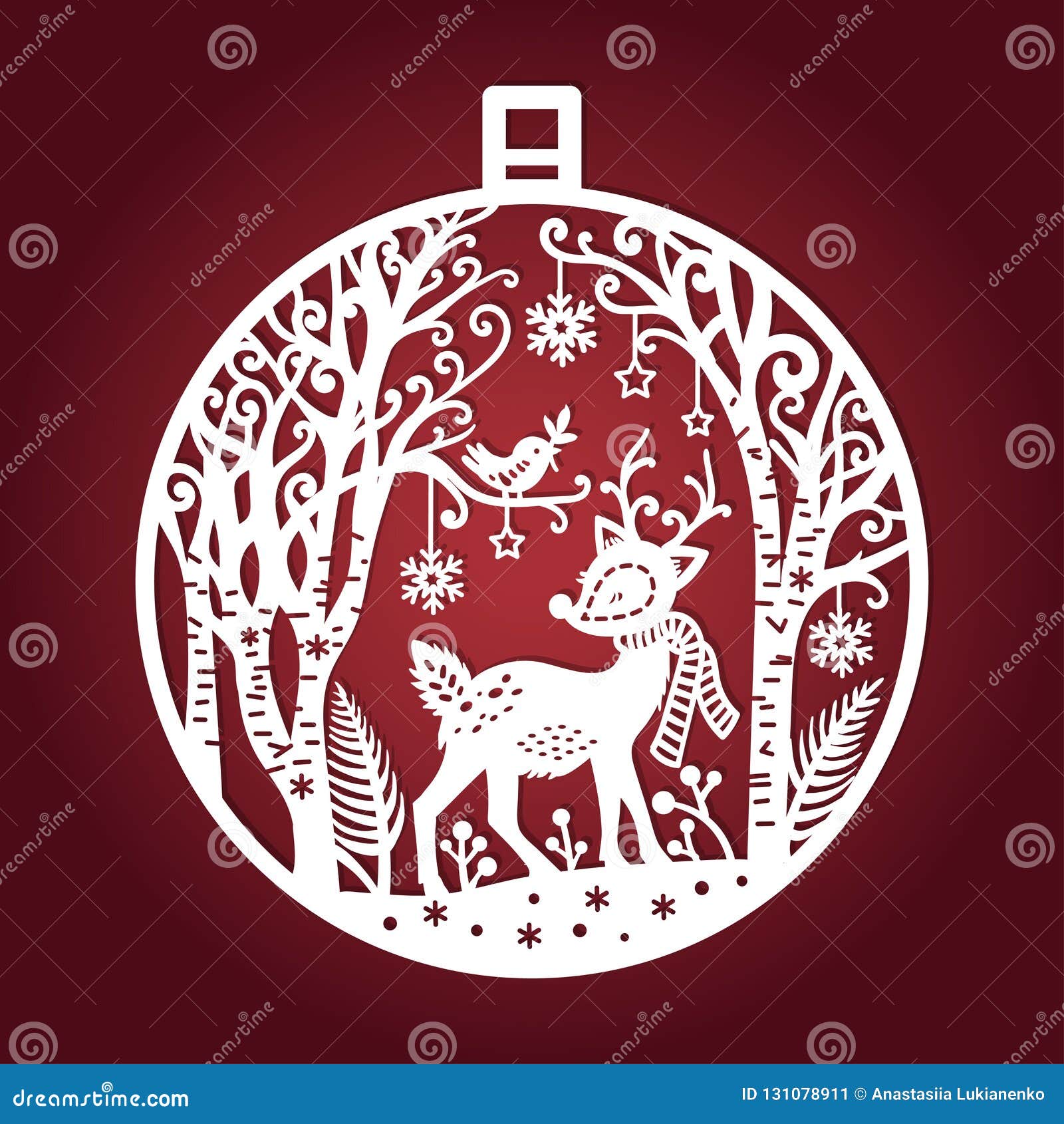 Template For Laser Cutting Christmas Ball Vector Stock Vector Illustration Of Paper Gift 131078911