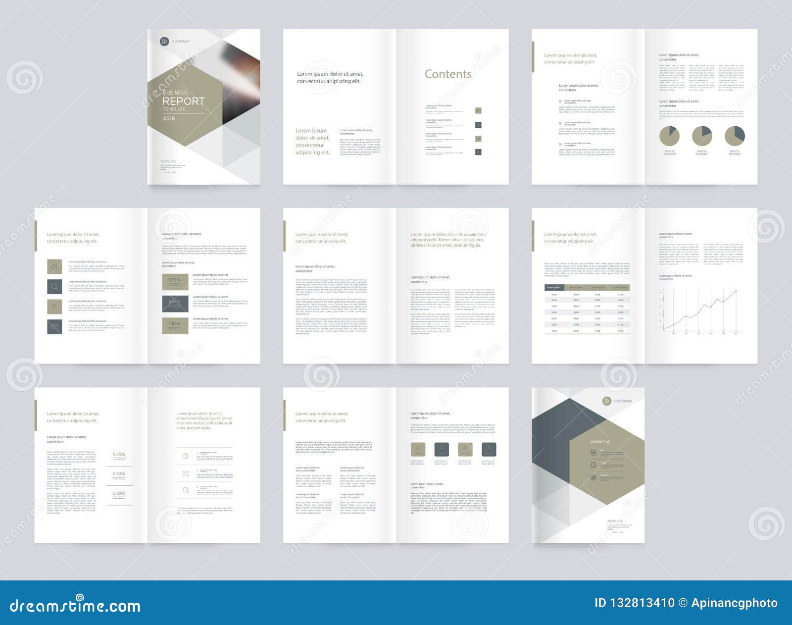 Template Layout Design with Cover Page for Company Profile ,annual For Report Content Page Template