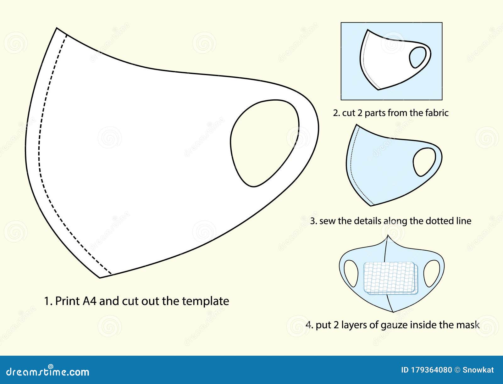 mask making template Template for Making a Handmade Medical Mask Stock Illustration