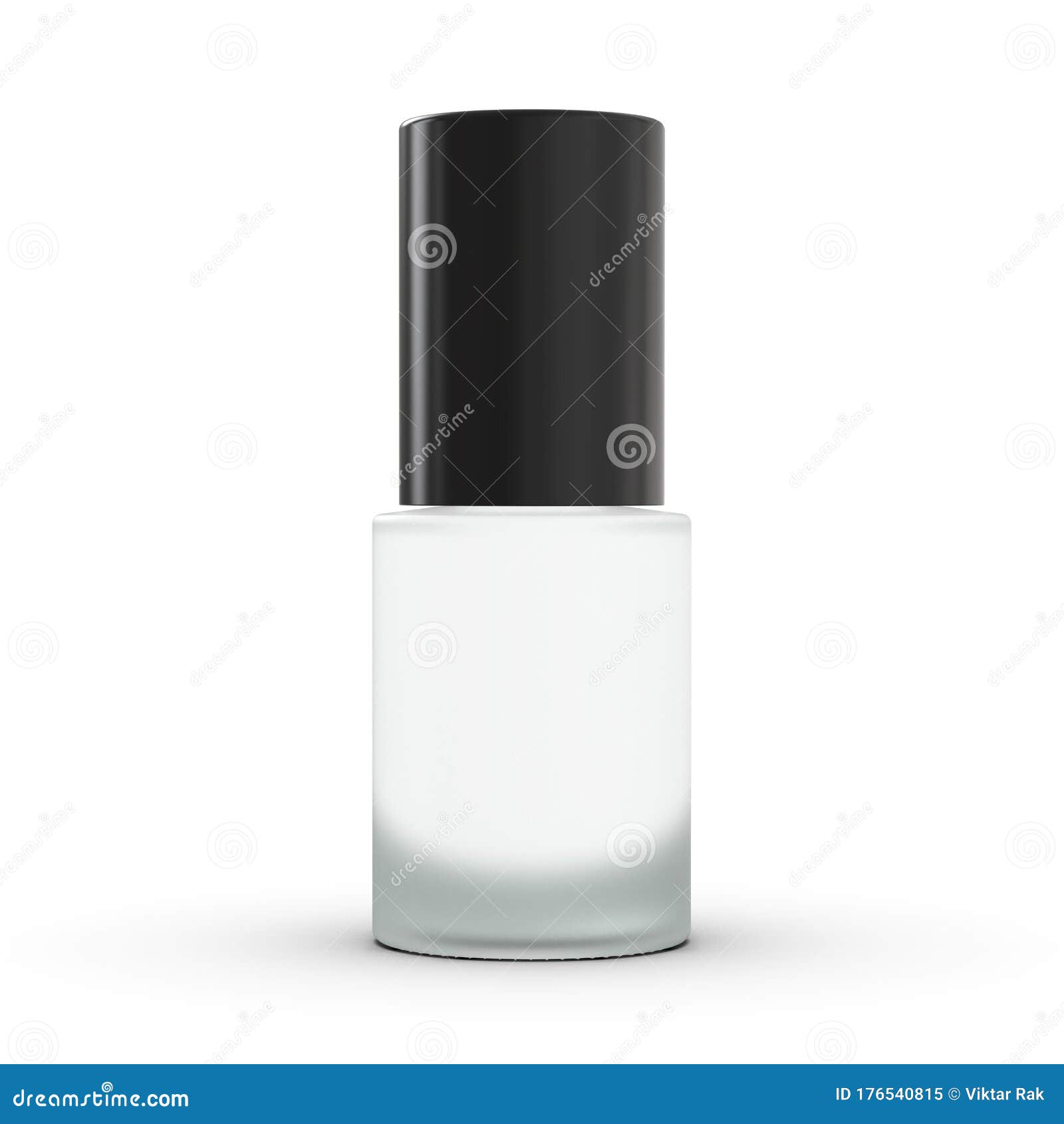 Template of Matte Nail Polish Bottle with Black Cap Isolated on White
