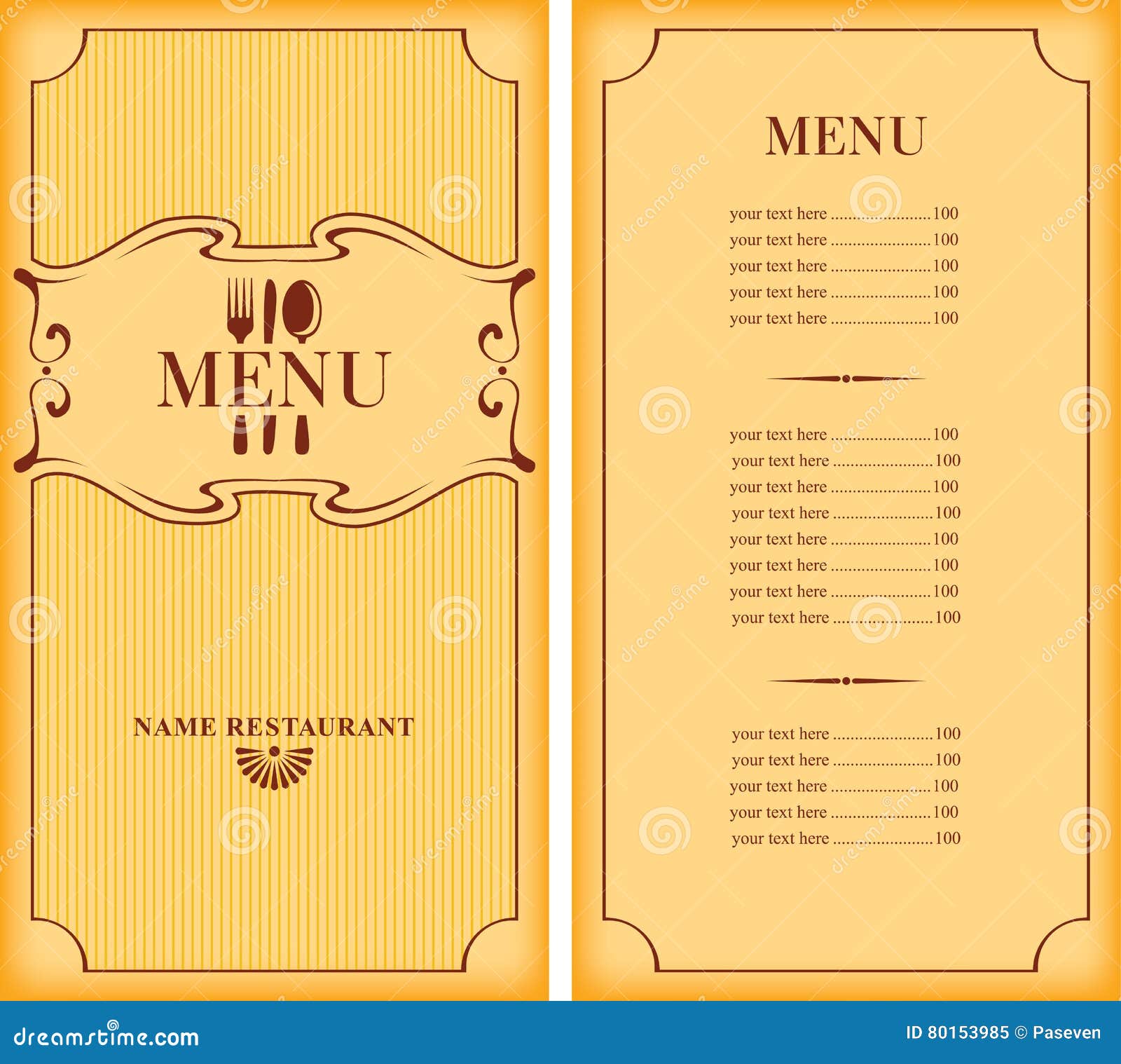 Template menu with price stock vector. Illustration of background