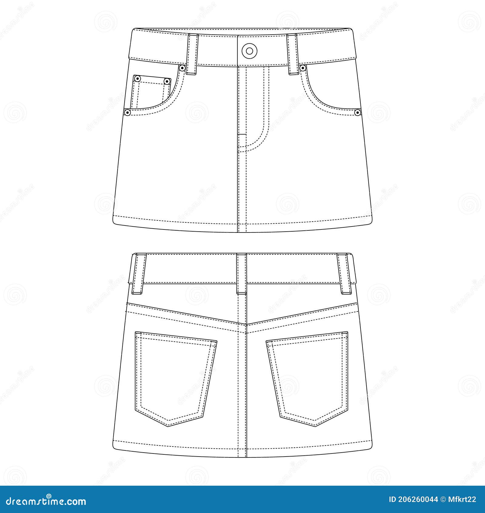 Template Mini Skirt Jeans Vector Illustration Flat Design Stock Vector ...