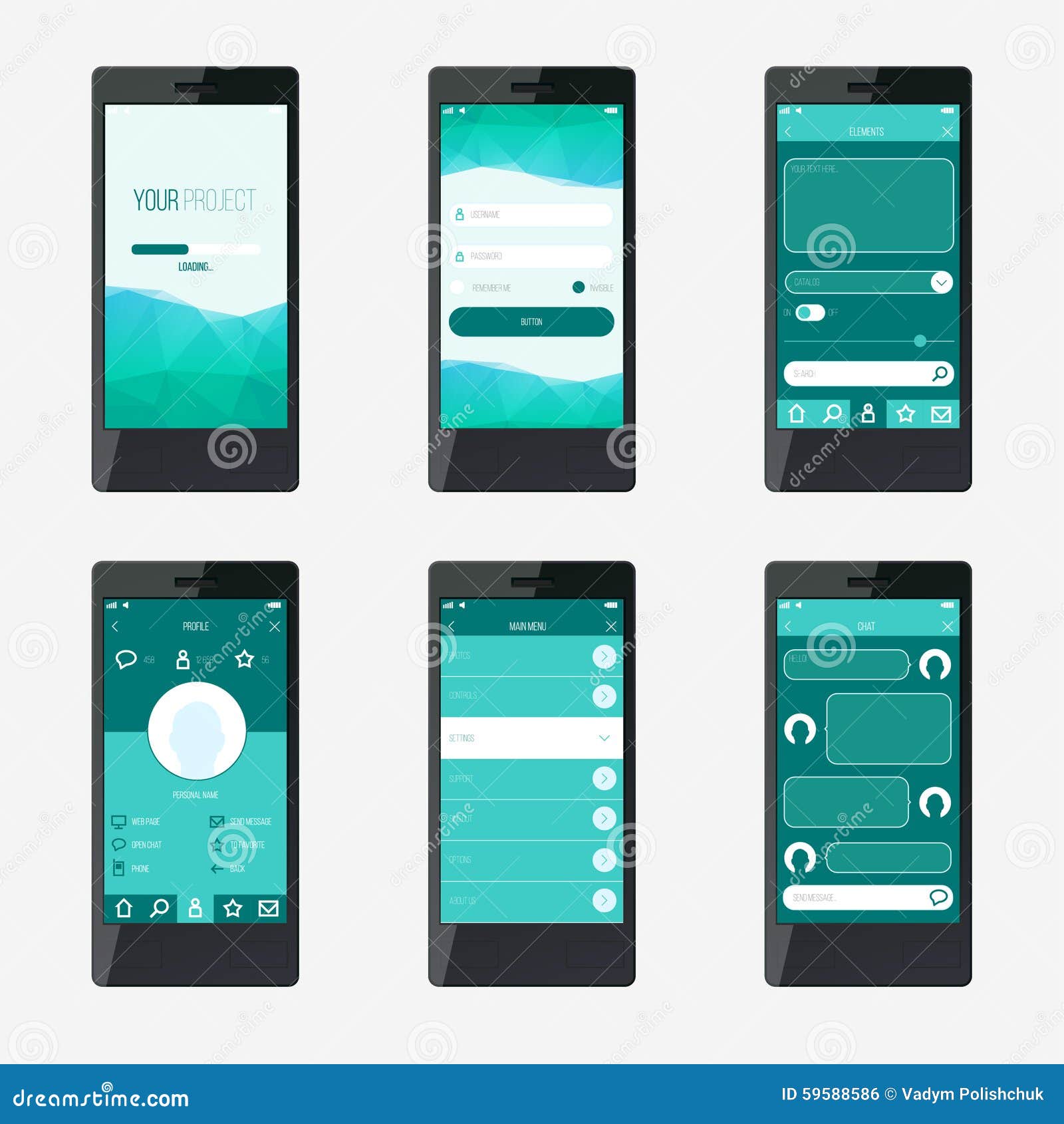 Template Mobile Application Interface Design Stock Vector