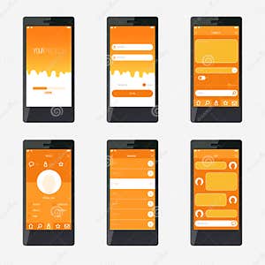 Template Mobile Application Interface Design Stock Vector 