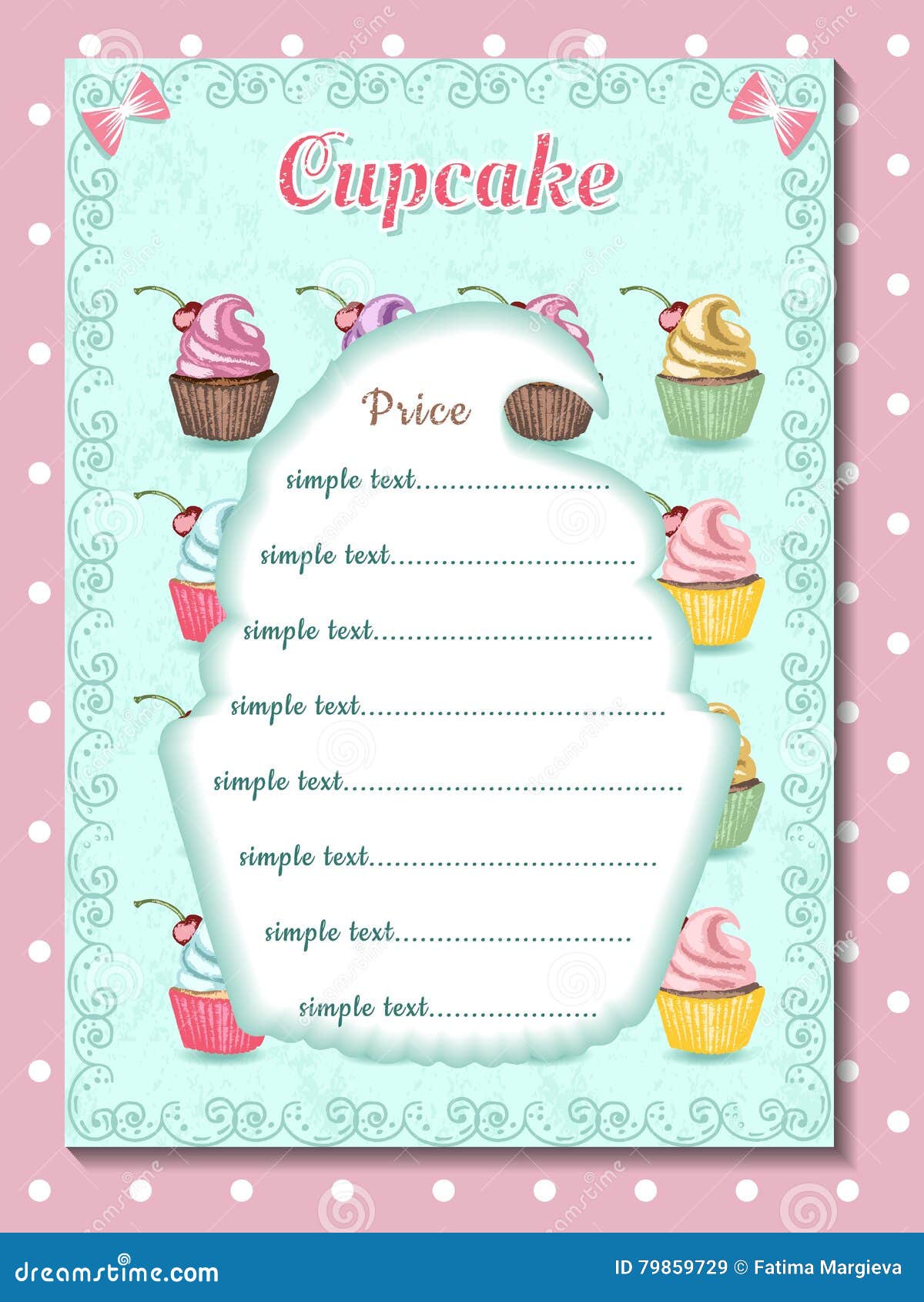 Template Of Price List For Cupcake Design Of Desert Menu Stock Vector Illustration Of Food Frame 79859729