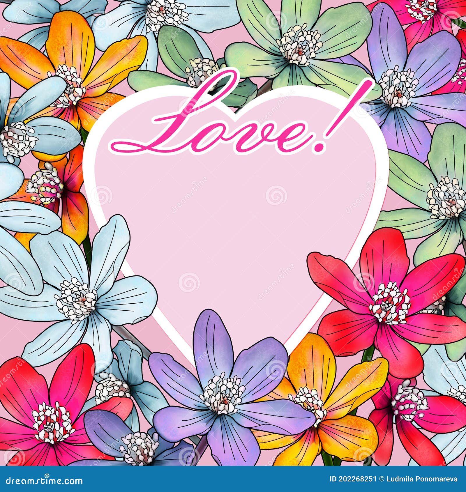 Template for Printing and Laser Cutting. Postcard with a Heart. Stock