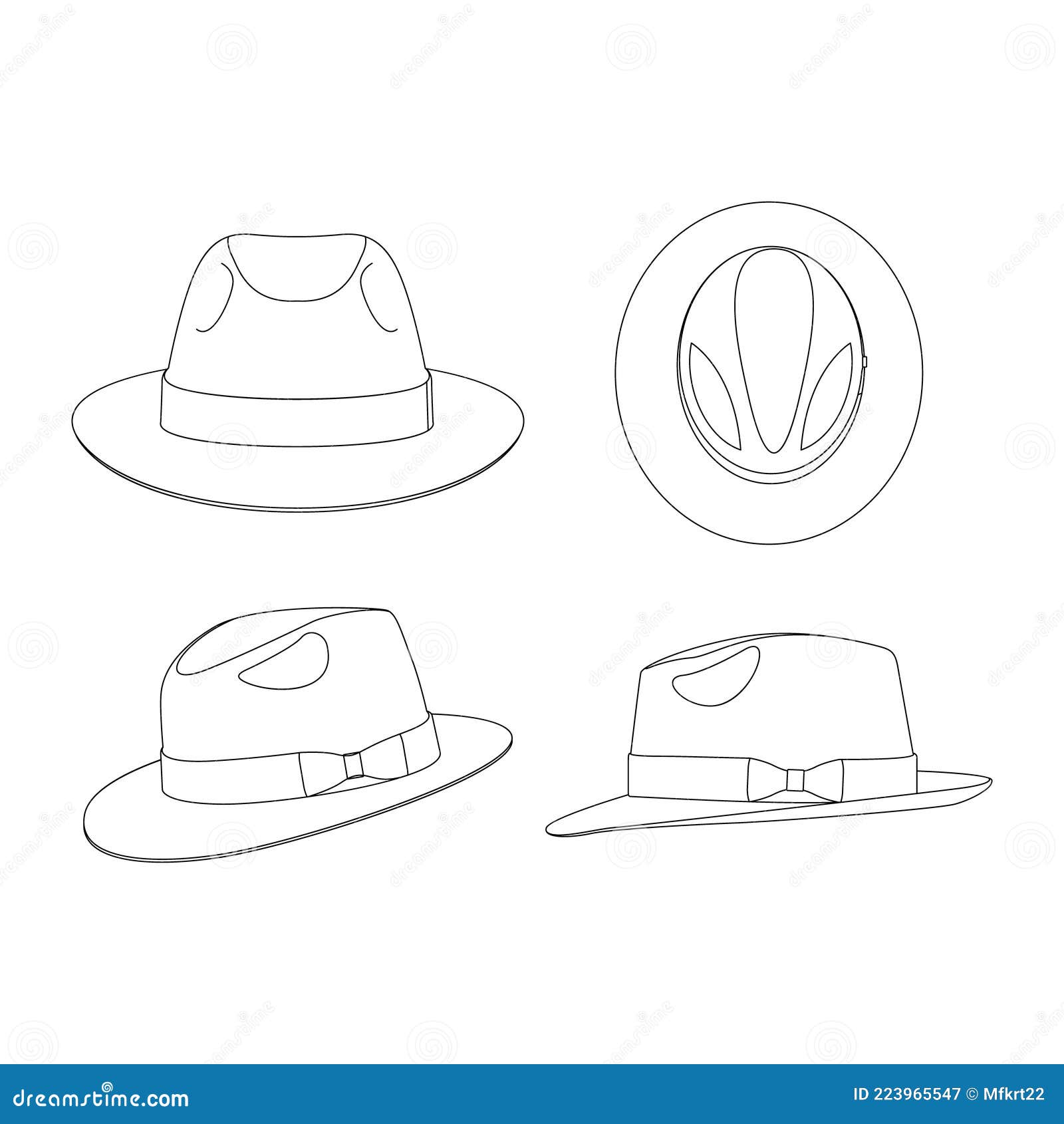 Template Rabbit Fur Felt Fedora Hat Vector Illustration Flat Sketch ...