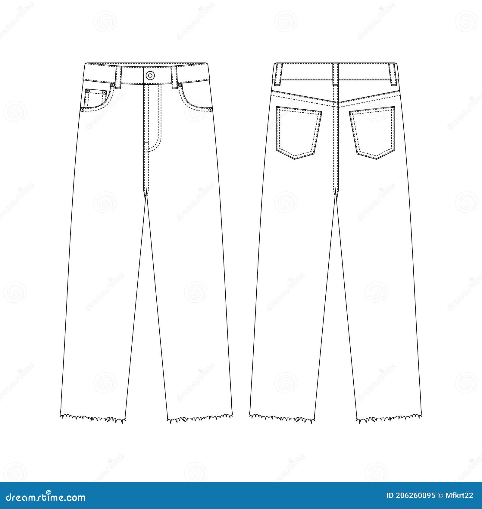 Template Regular Fit Cropped Jeans Vector Illustration Flat Design ...