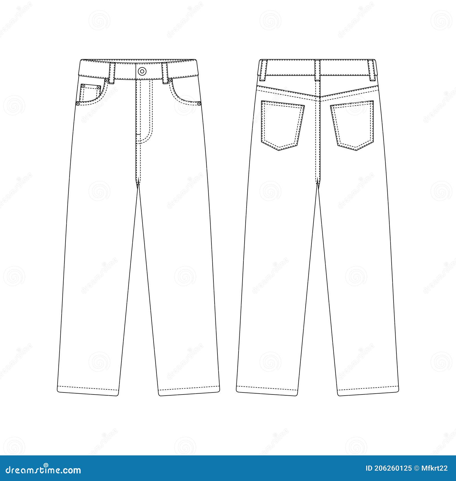 Template Regular Fit Jeans Vector Illustration Flat Design Stock Vector ...