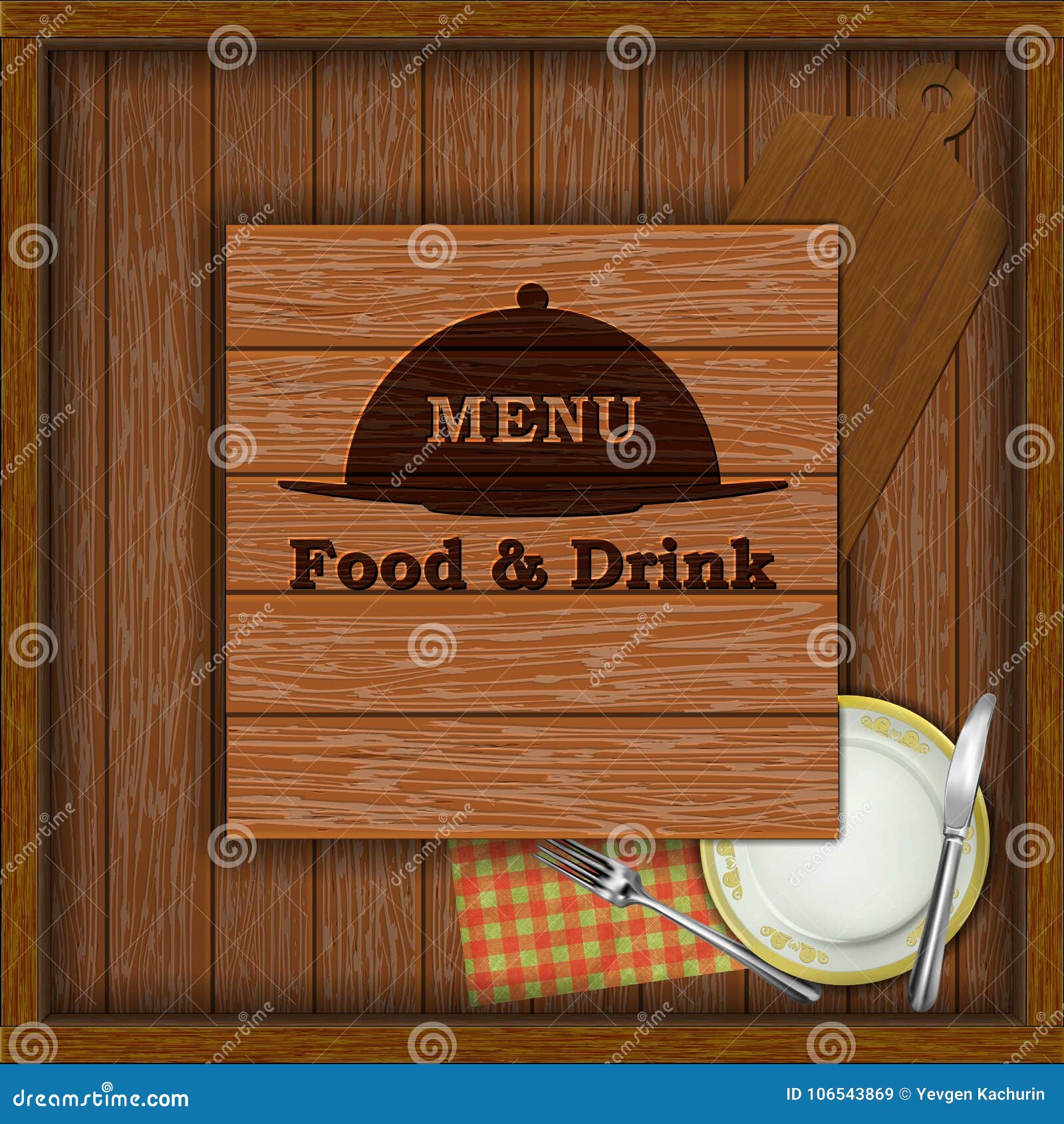 Menu on the Background of Wooden Board Stock Vector - Illustration of  panel, message: 106543869