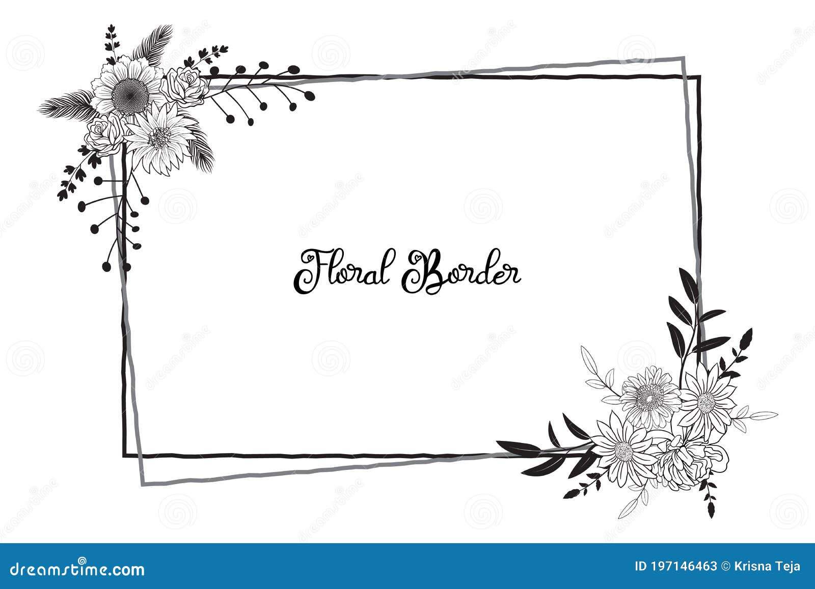 template rustic wedding invitations. hand-drawn flowers