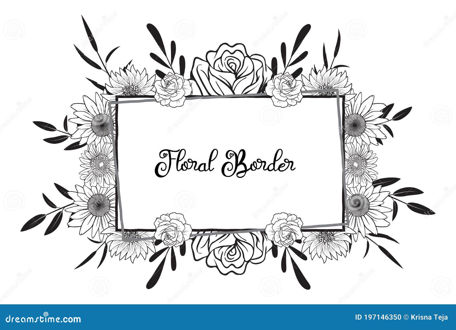 template rustic wedding invitations. hand-drawn flowers