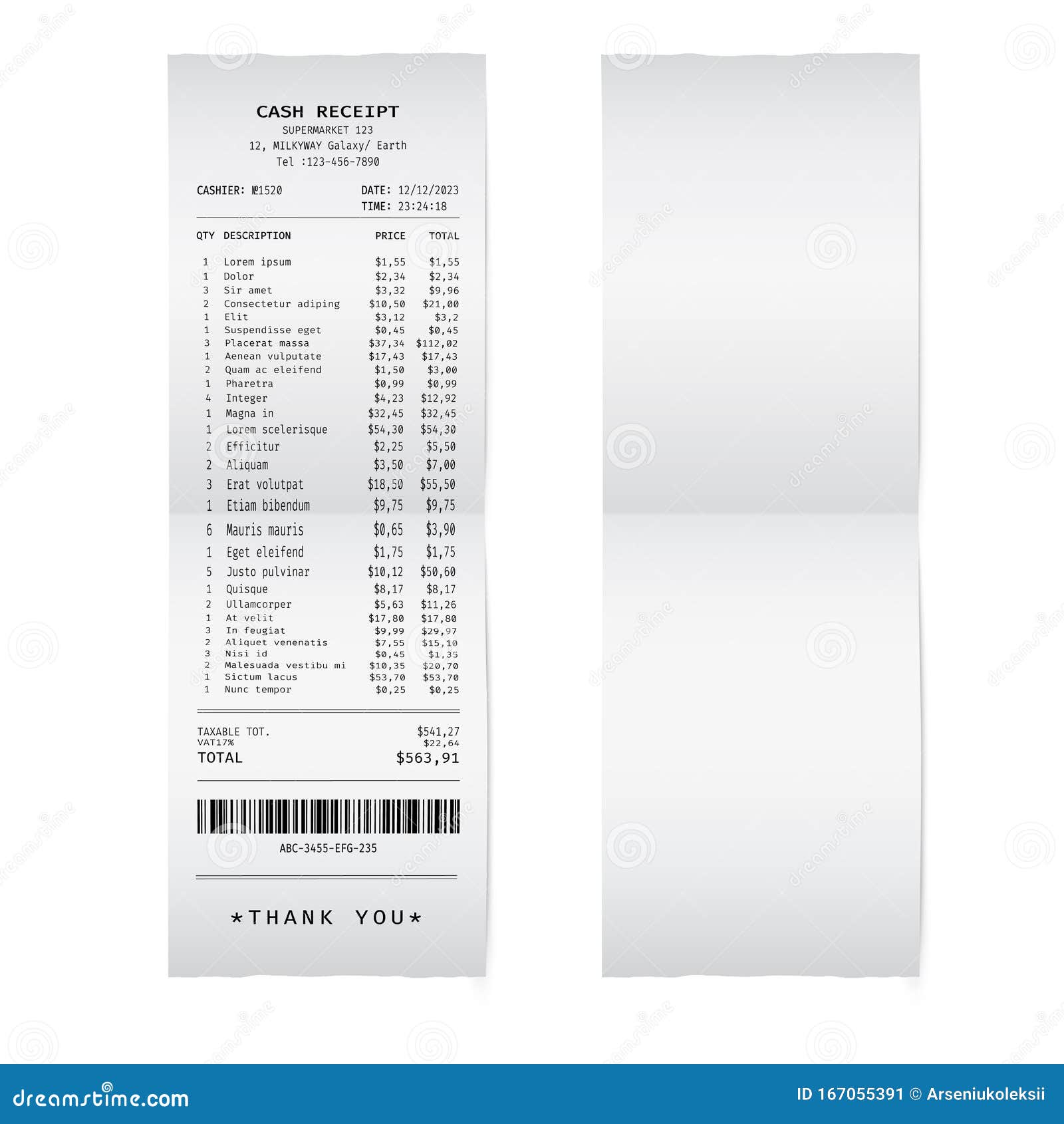 Download Template Of A Shop Receipt. Editorial Photo - Illustration ...