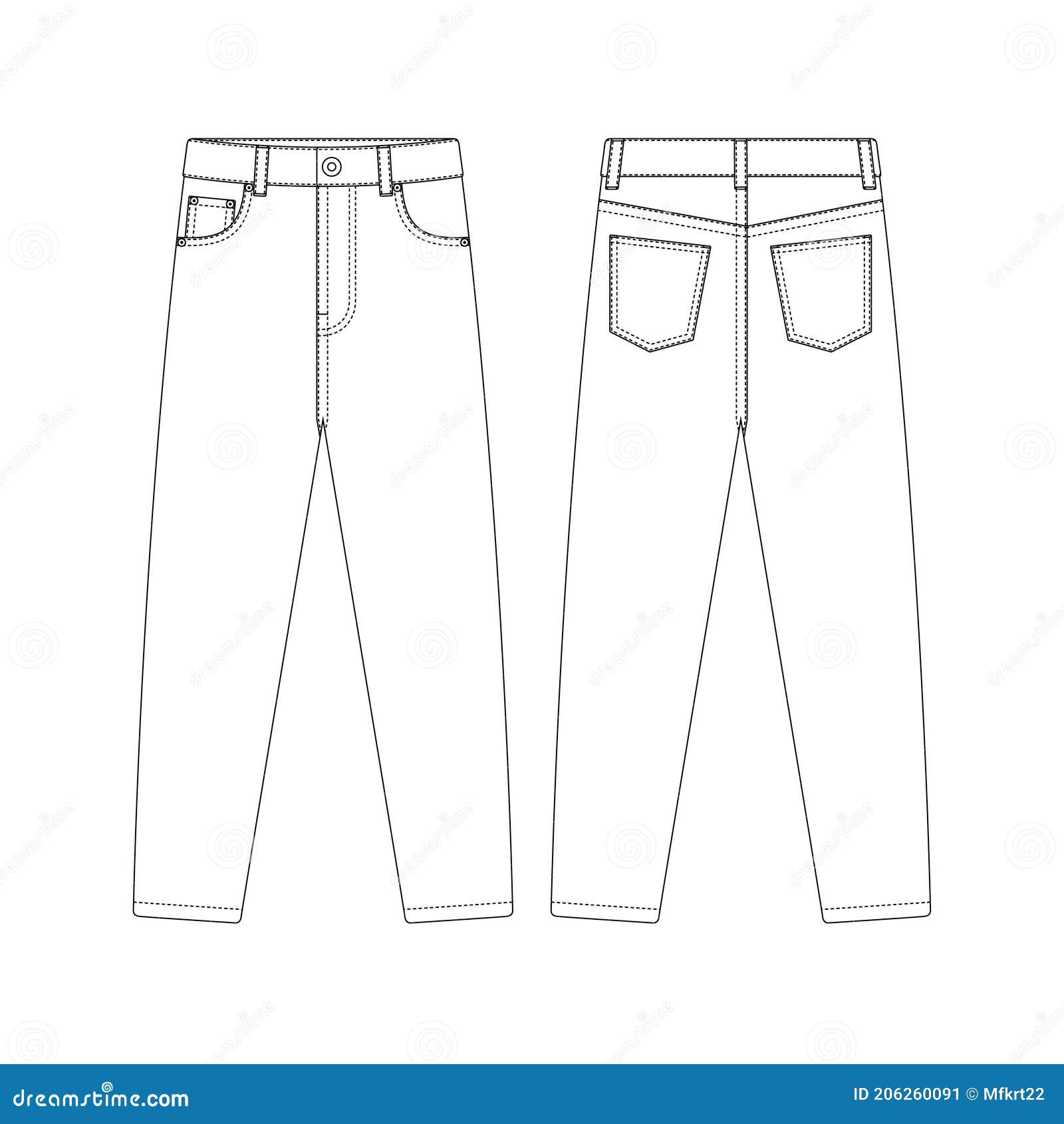 Template Skinny Jeans Vector Illustration Flat Design Stock Vector