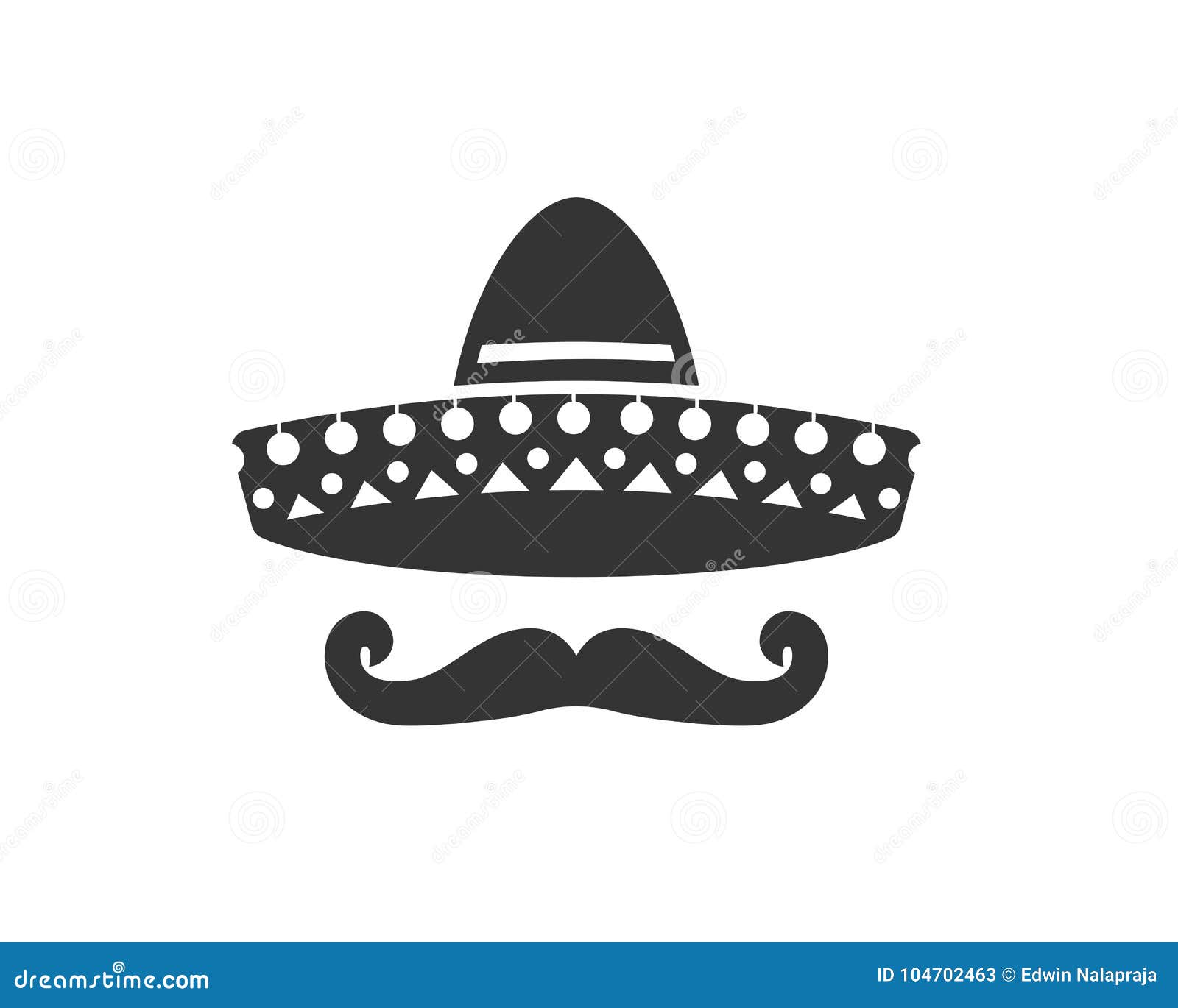 sombrero silhouette, hat and mustache