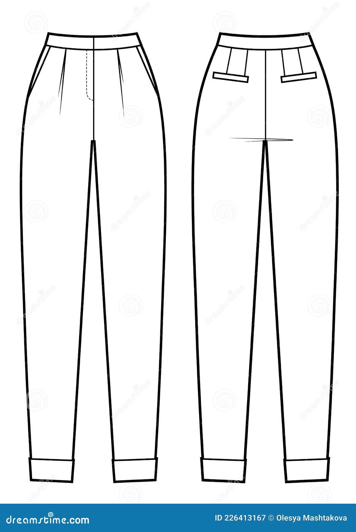 Template Suit Trouser Pants Vector Illustration Flat Design Outline ...