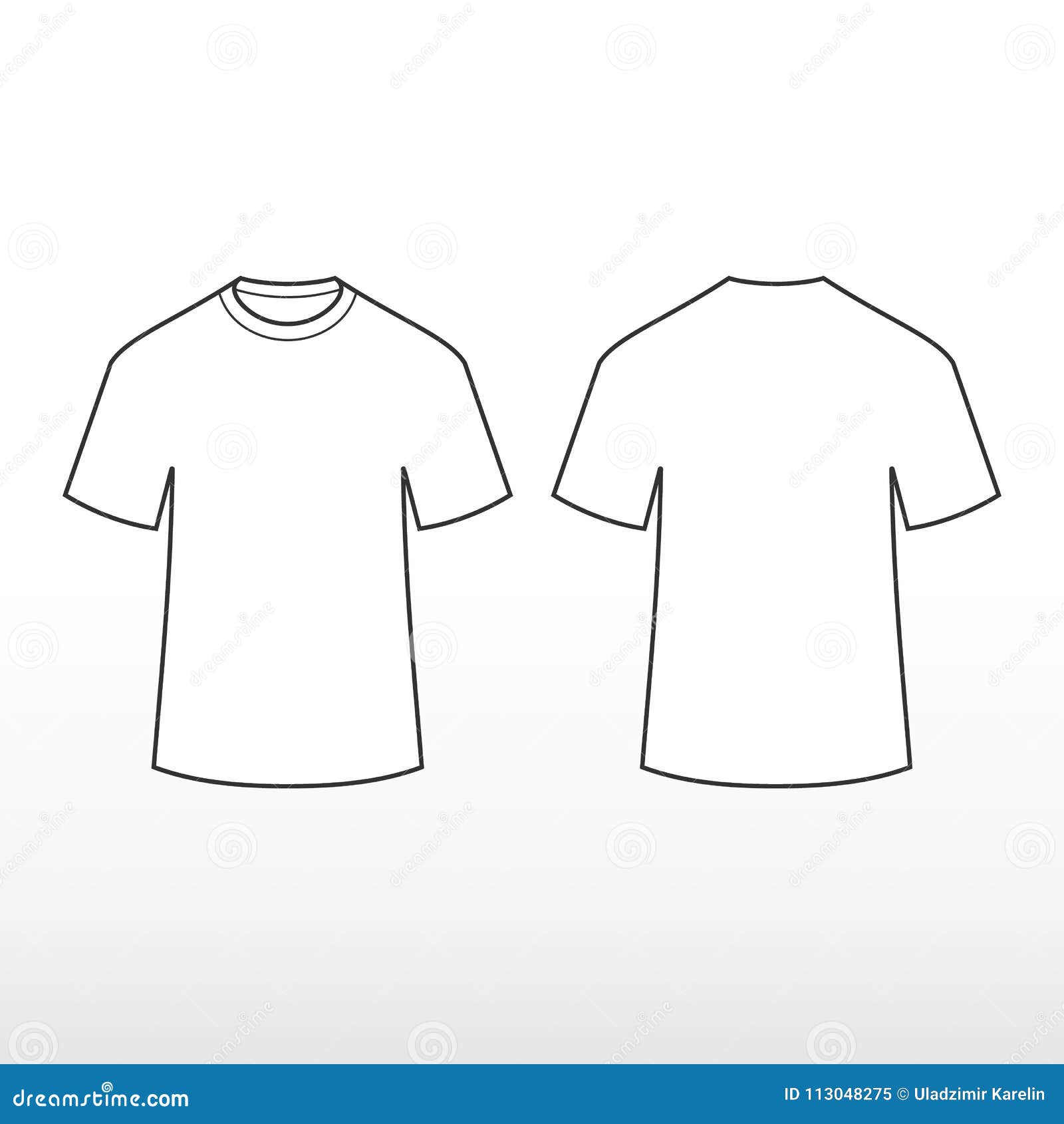 Template T-shirt. T-shirt with Short Sleeve. Front and Back Views Stock ...