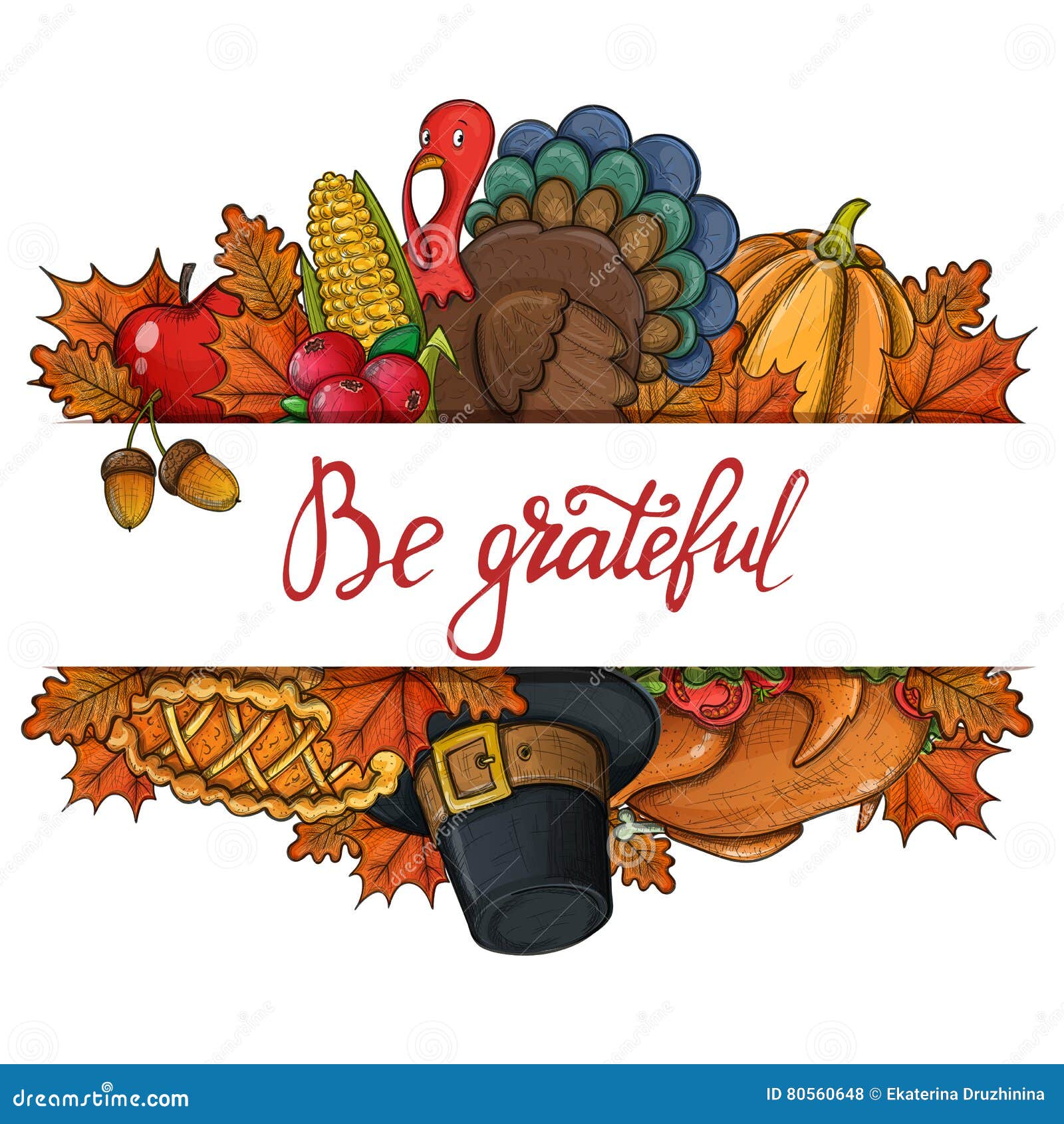 Template With Thanksgiving Icons Stock Vector ...