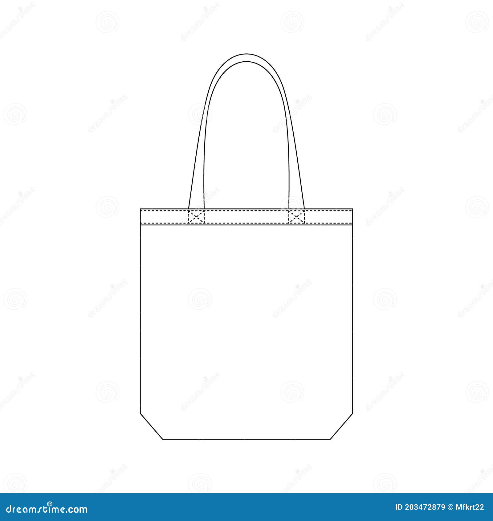 Template Tote Bag Hand Bag Vector Object Flat Design Outline Clothing Template Tote Bag Hand Bag Vector Object Flat Design Outline Clothing