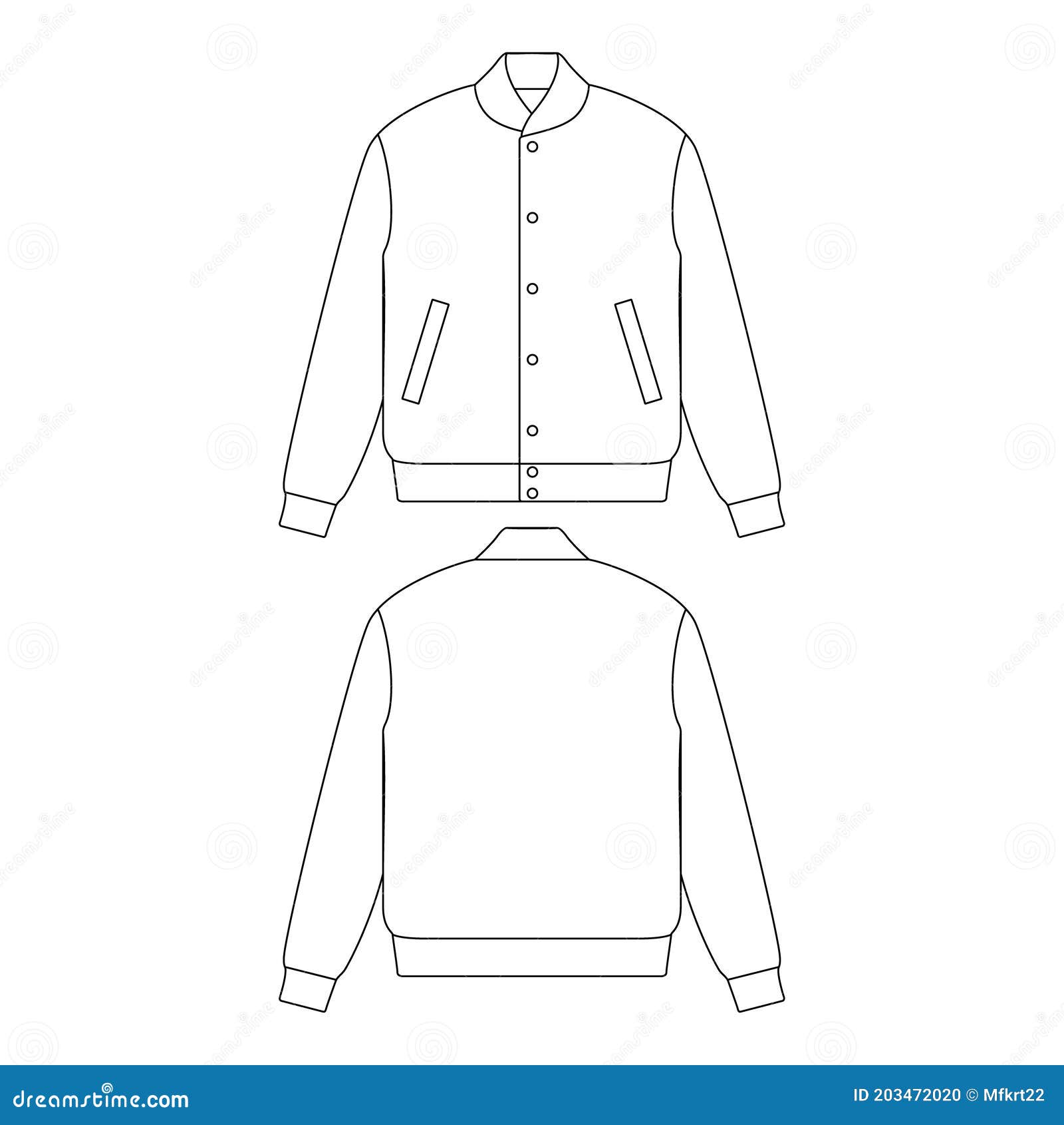 Template Varsity Jacket Vector Illustration Flat Design Outline ...