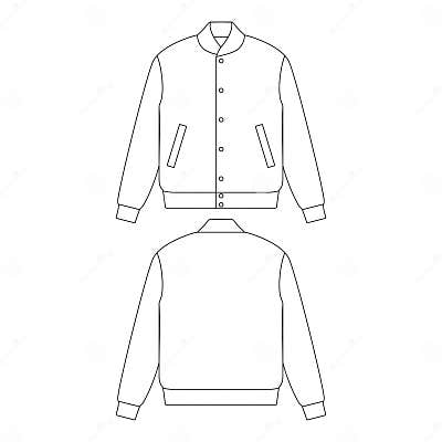 Template Varsity Jacket Vector Illustration Flat Design Outline ...