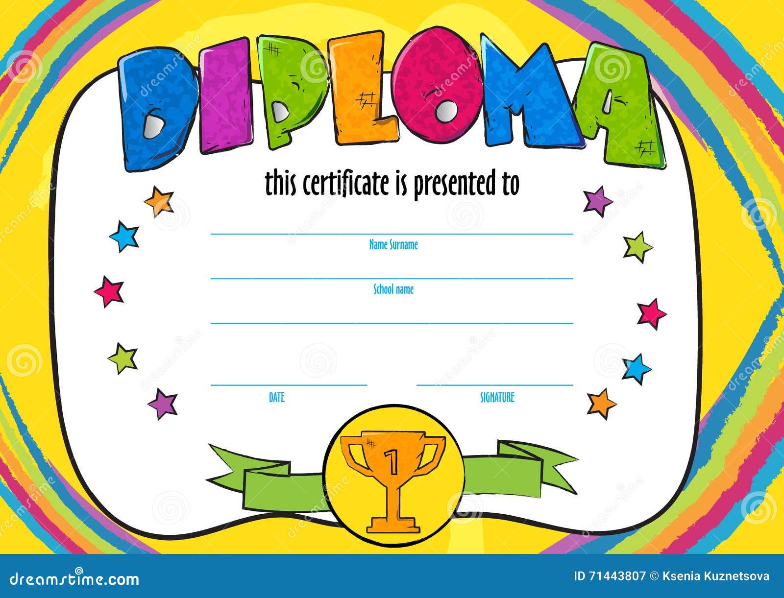 Child Diploma Certificate Template With Crayons Cartoon Vector child-diploma-certificate-template-with-crayons-cartoon-vector