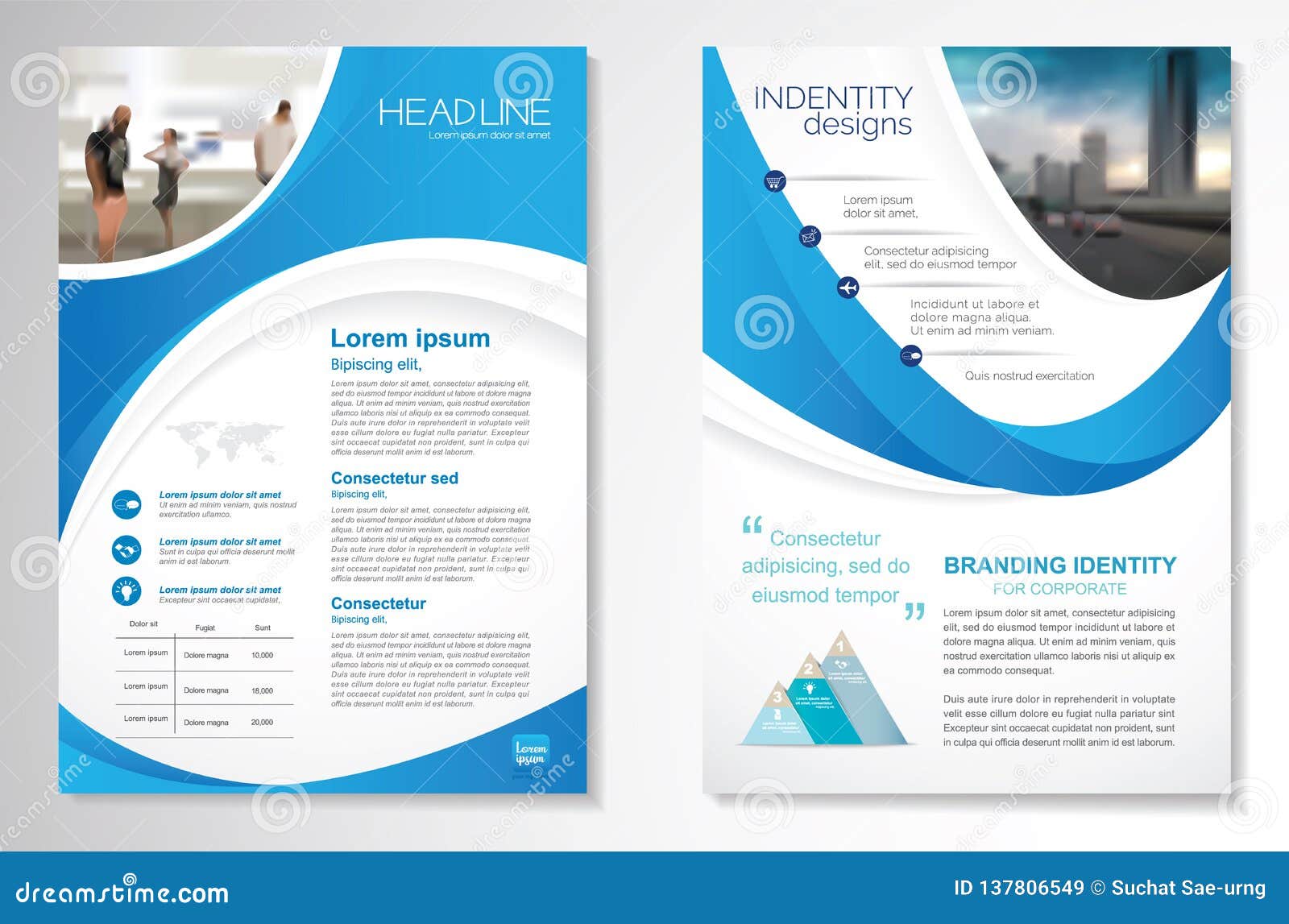 Vector Brochure Flyer Design Layout Template, Size A23, Front Page With 2 Page Flyer Template
