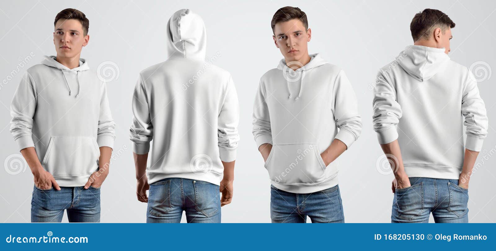 Download Template White Hoodie On A Young Guy, Front And Back View ...