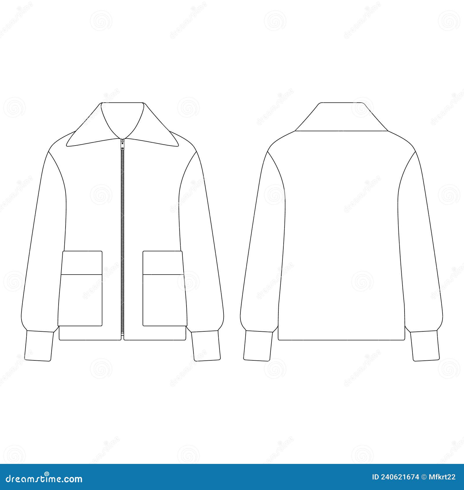 Template Women Blouson Jacket Vector Illustration Flat Design Outline ...