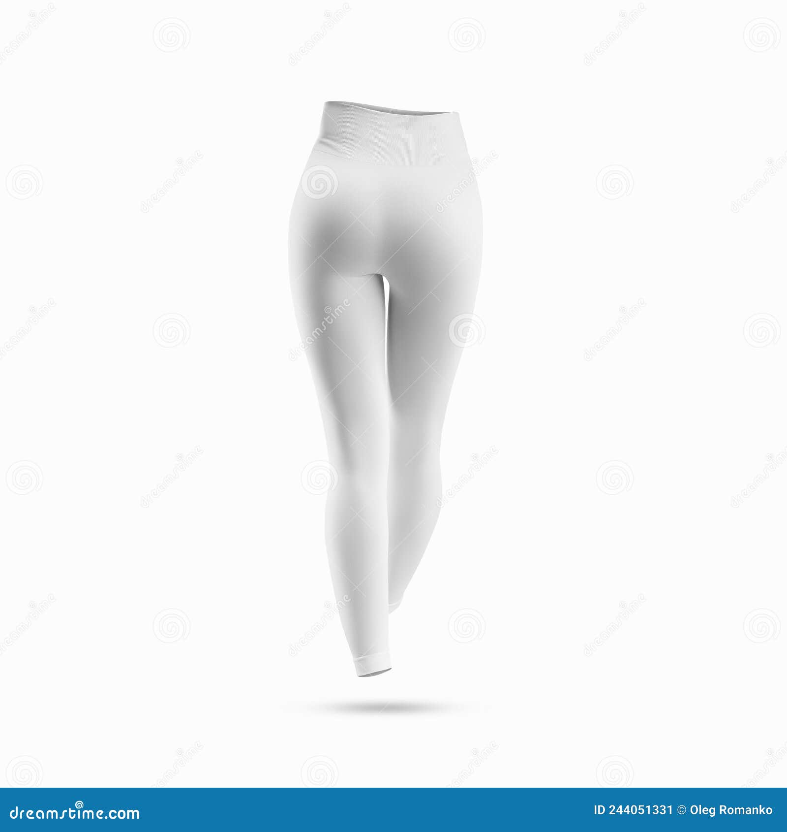 Template of Women`s White Compression Leggings, Textured Workout Pants