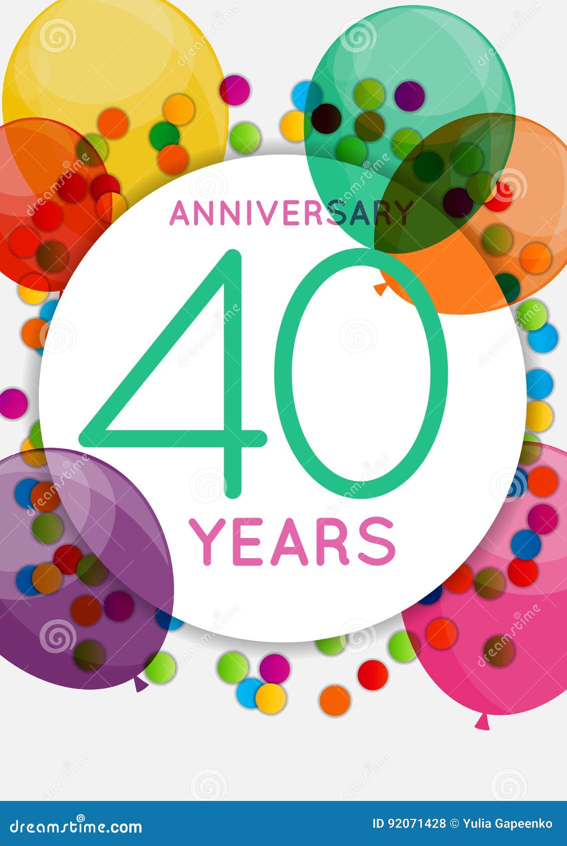 Template 40 Years Anniversary Congratulations Greeting Card Invitation Vector Illustration Stock Vector Illustration Of Badge Label